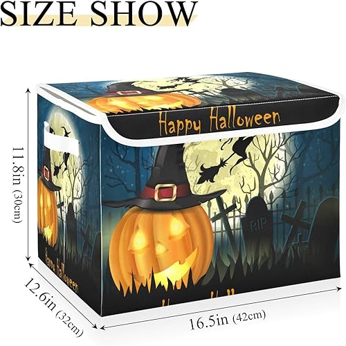 Miniatura 3 de Contenedores de almacenamiento de Halloween con tapas para organizar, organizadores de armario plegables y almacenamiento con tapa abatible y asas