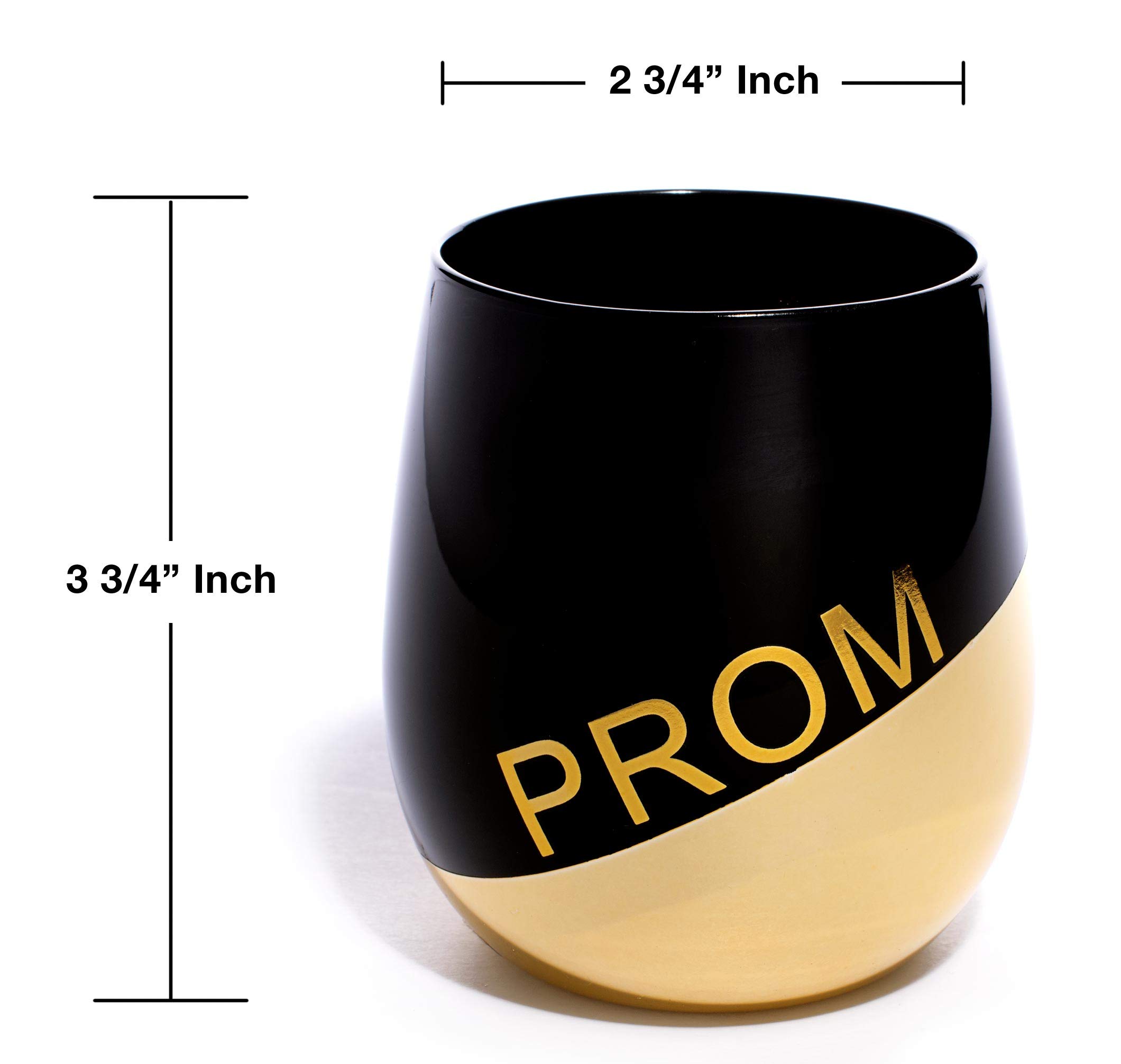 Anderson's Gold and Black Color Block Prom Lowball Glass, 10 Ounces - Pack of 4