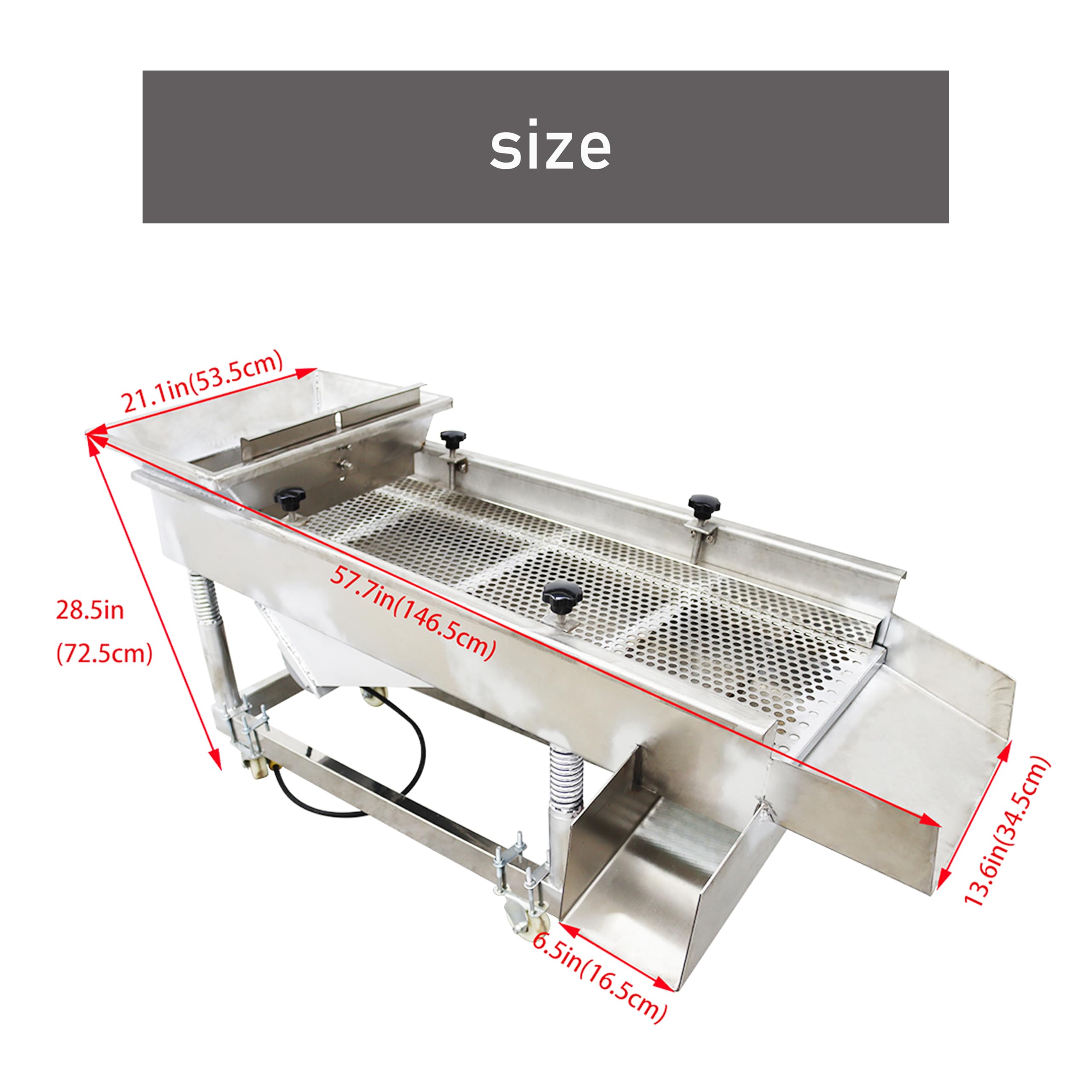LGXEnzhuo 220V Full Stainless Steel Linear Vibrating Screen JG50-150 Single Layer Single Motor 4mm Round Hole Sieve Mesh 150W