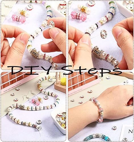 Miniatura 3 de YouLuo 100 cuentas espaciadoras Rondelle redondas checas de cristal con diamantes de imitación sueltas, cuentas espaciadoras chapadas en oro para