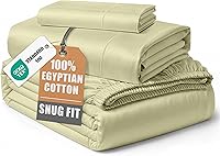 Vista 55 de Sábanas 100% de Algodón Egipcio Tamaño Queen - Naturalmente Refrescantes y Transpirables, Juego de Sábanas Queen de 4 Piezas con Tejido de Satén