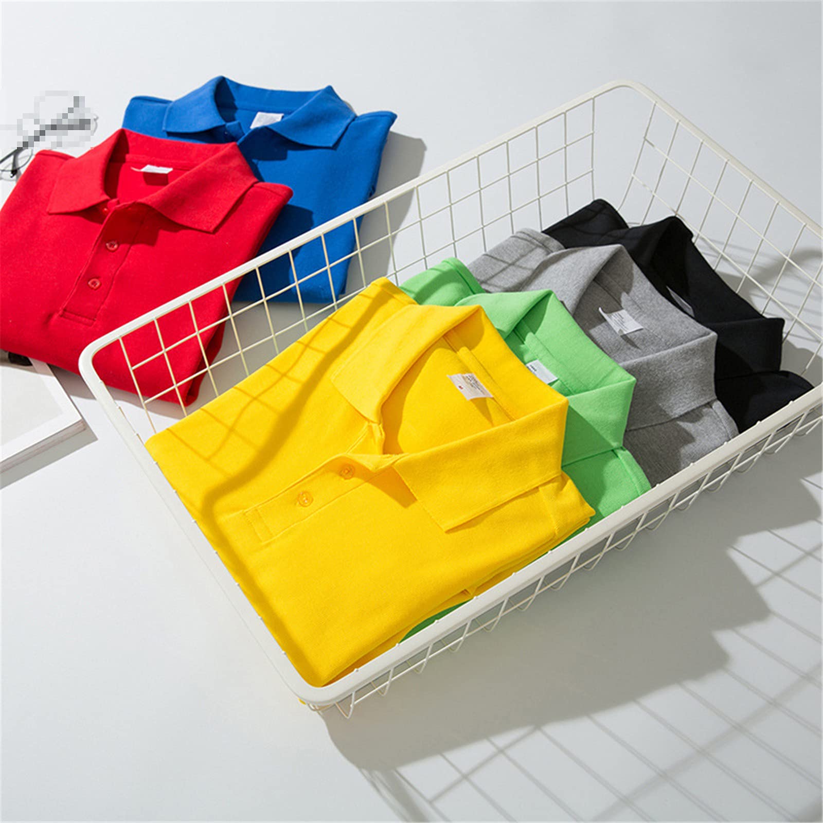 Herren-Poloshirt, langärmelig, einfarbig, für Frühling und Herbst, hellblau, XXL