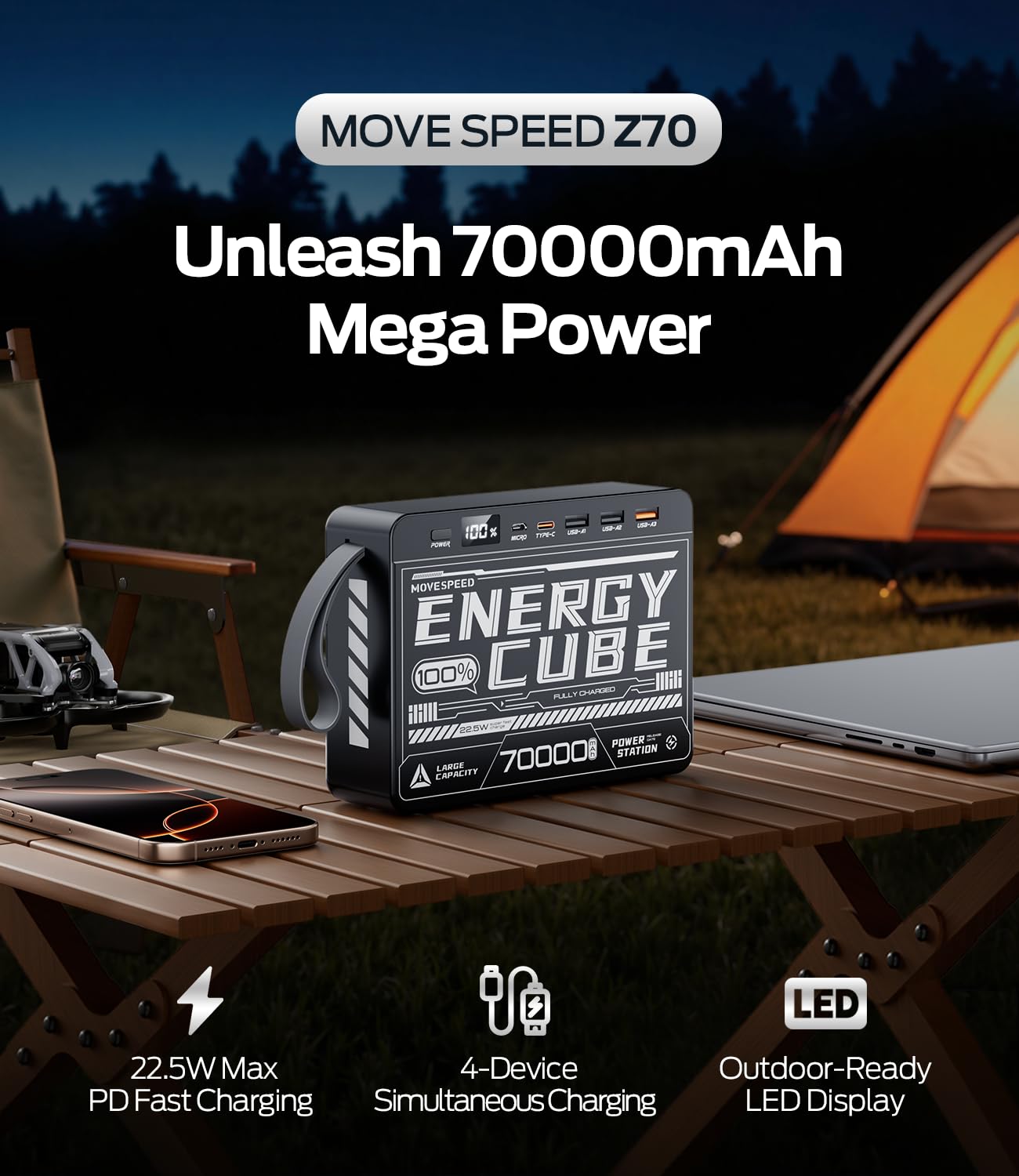 Amazon | MOVE SPEED モバイルバッテリー 7000mah (70000mah-us 