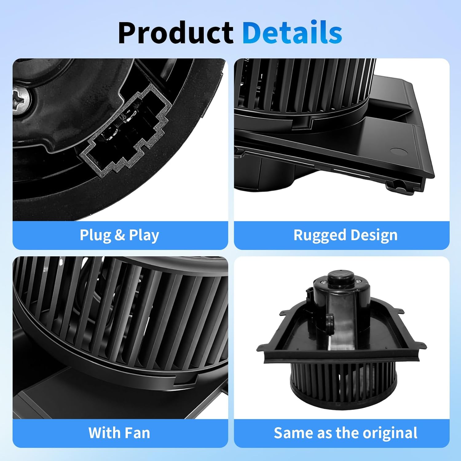 AC Heater Blower Motor Fan（ 700158，Front Blower Motor Fit for Volkswagen Jetta 1999–2005，Volkswagen Golf 1999–2006，Beetle，Porsche Boxster ，Blower Motor Replaces 1J1819021C, 99662410701, VW3126104