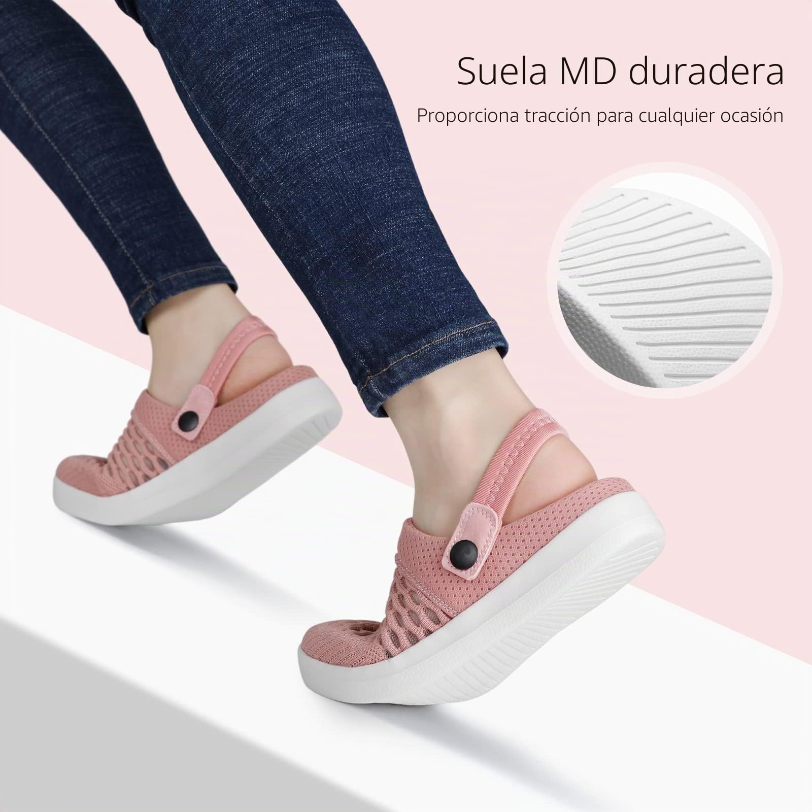 HKR Zuecos Mujer Verano Zapatos de Jardín Respirable Malla Casual Zapatillas de Playa Antideslizante Ligero Planos Pantuflas para Uso Diario, Ocio, Exterior y Interior