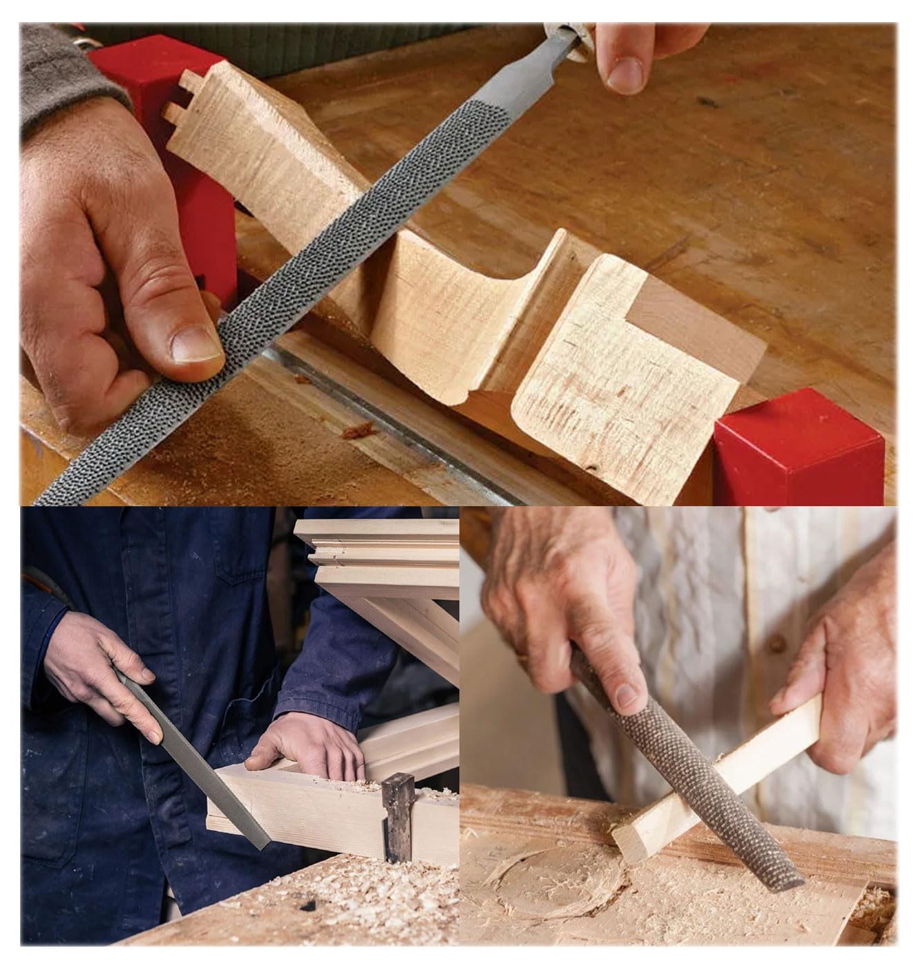 Lot de 13 limes en métal de qualité supérieure - Limes d'atelier semi-rondes - Limes en bois de qualité supérieure - Râpe en bois - Lime ronde - Convient pour les ateliers, les menuiseries, etc.