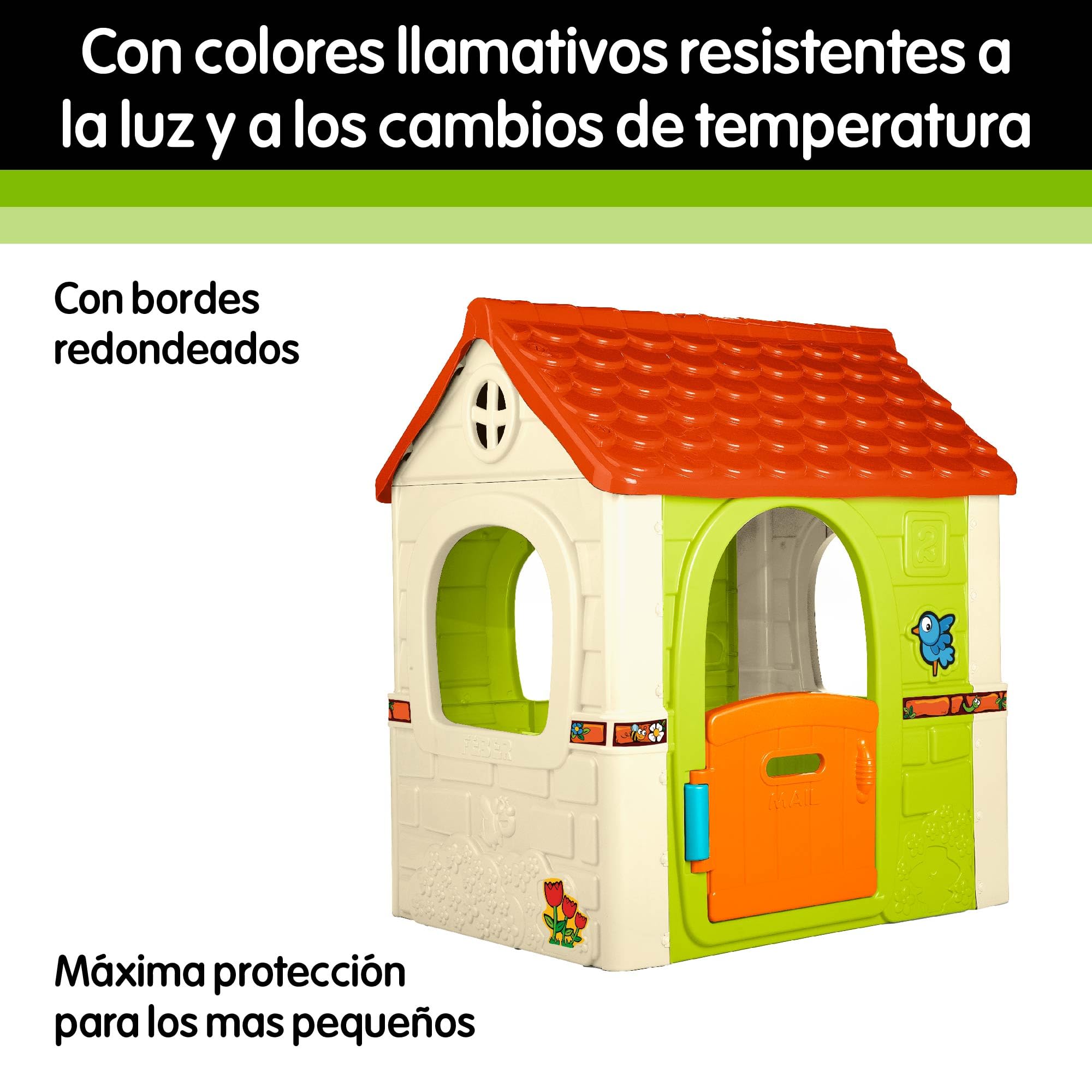 FEBER Fantasy House, Casetta Per Bambini con Porta Apribile, per Giocare in Casa o all'Aperto, Multicolore, Resistente e Facile da Montare, per Bambini e da 2 a 6 Anni, FEH17000