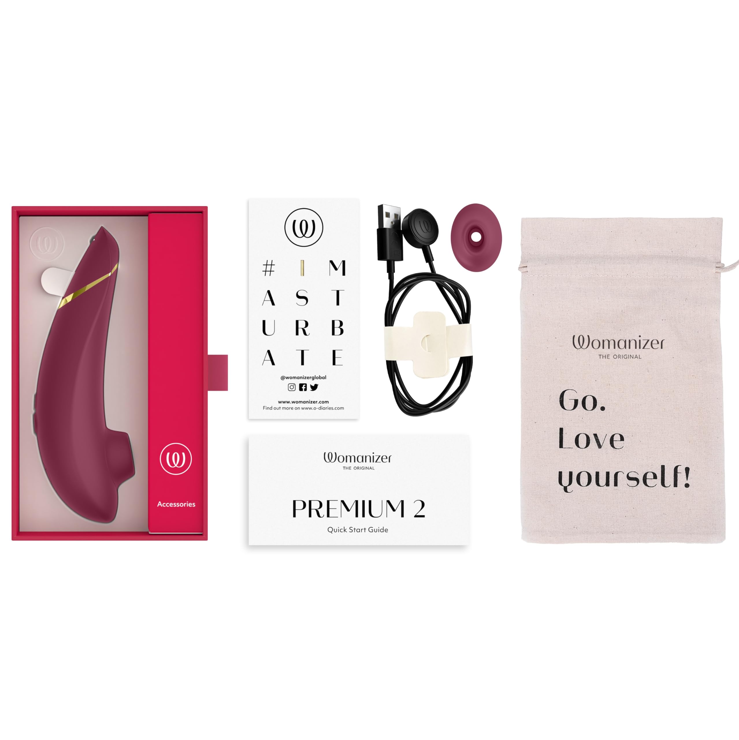 Womanizer Premium 2 Stimolatore per Clitoride per Donna | Succhiatore con Pilota Automatico | Stimolatore Clitorideo Impermeabile con 14 Velocità di Aspirazione | Sex Toy per Adulti | Bordeaux