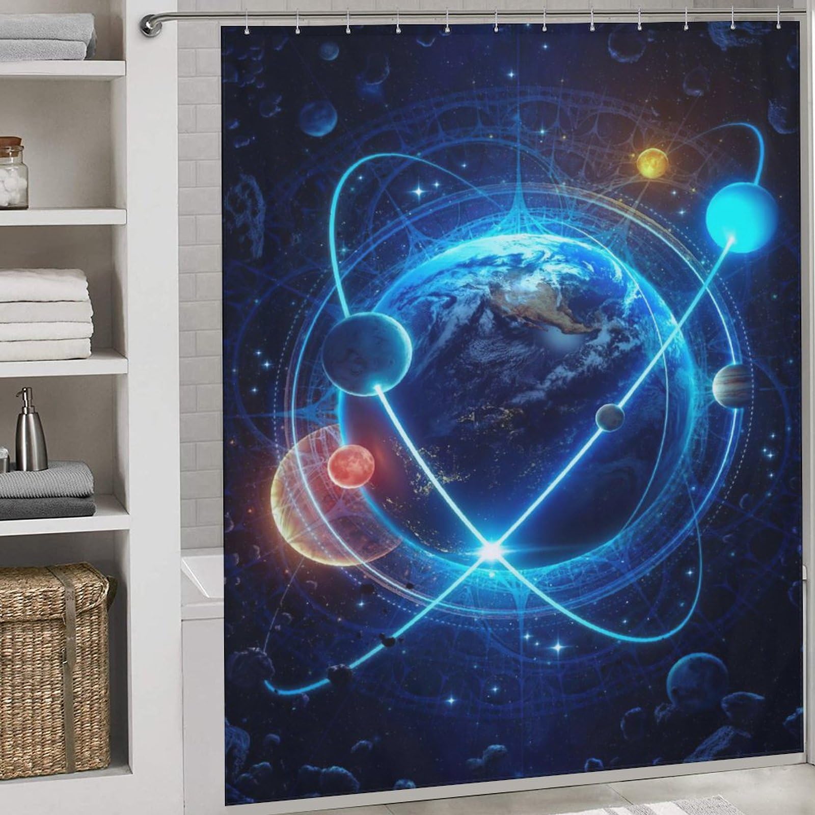 Rideau de douche galaxie pour créer une ambiance spa sous les étoiles