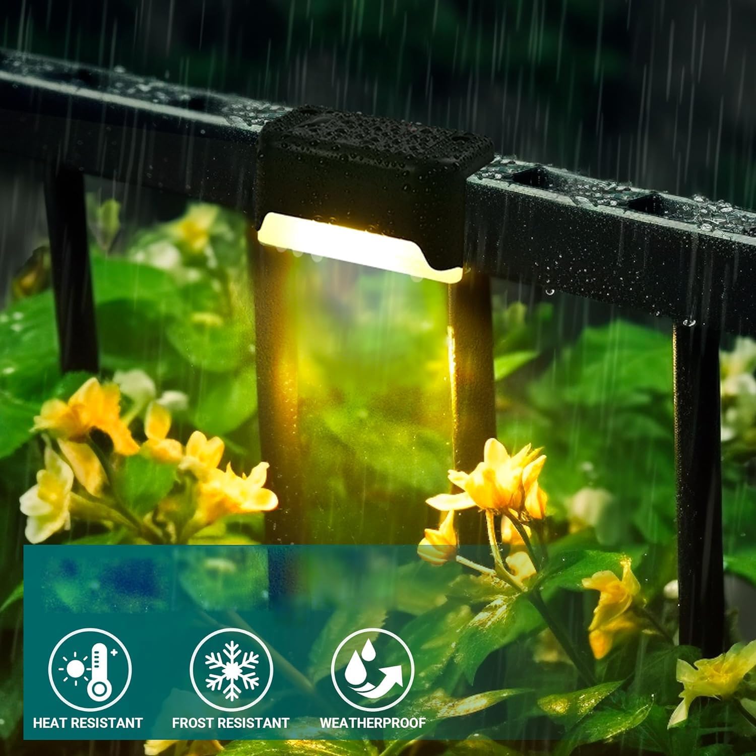 zalati Solar Deck Lights 4pcs Solar LED Light IP65 Water-Resistant for Stairs Steps, Fences, Patios, and Pathways Outdoor - Warm Light - Image 4