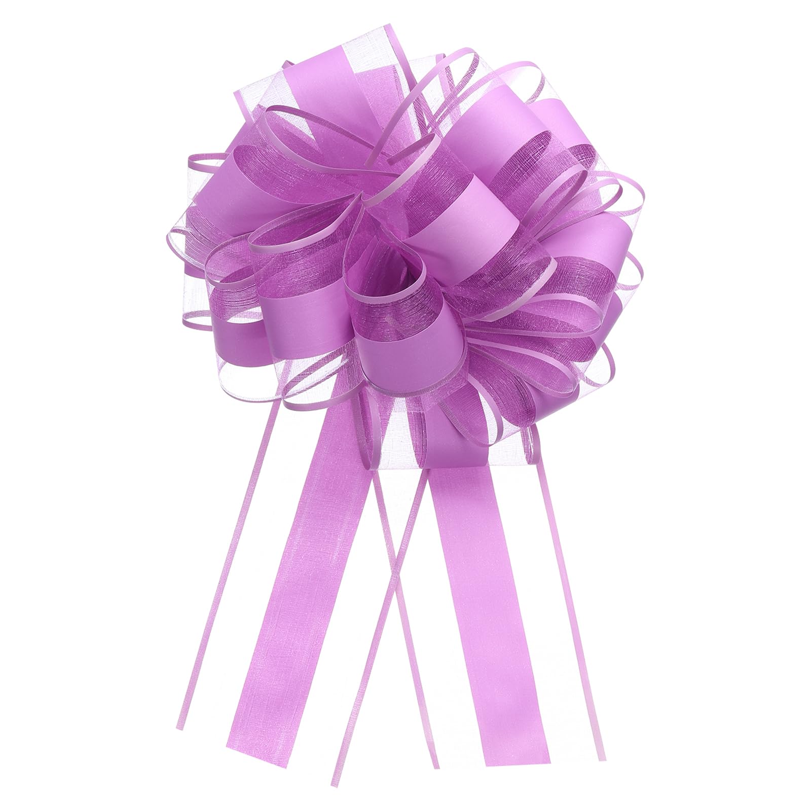 Uxcell 10pcs 8 Inch Large Big Pull Bow Organza Gift Wrapping Bows Ribbon for Wedding Car Baskets Presents Christmas Bow, Purple