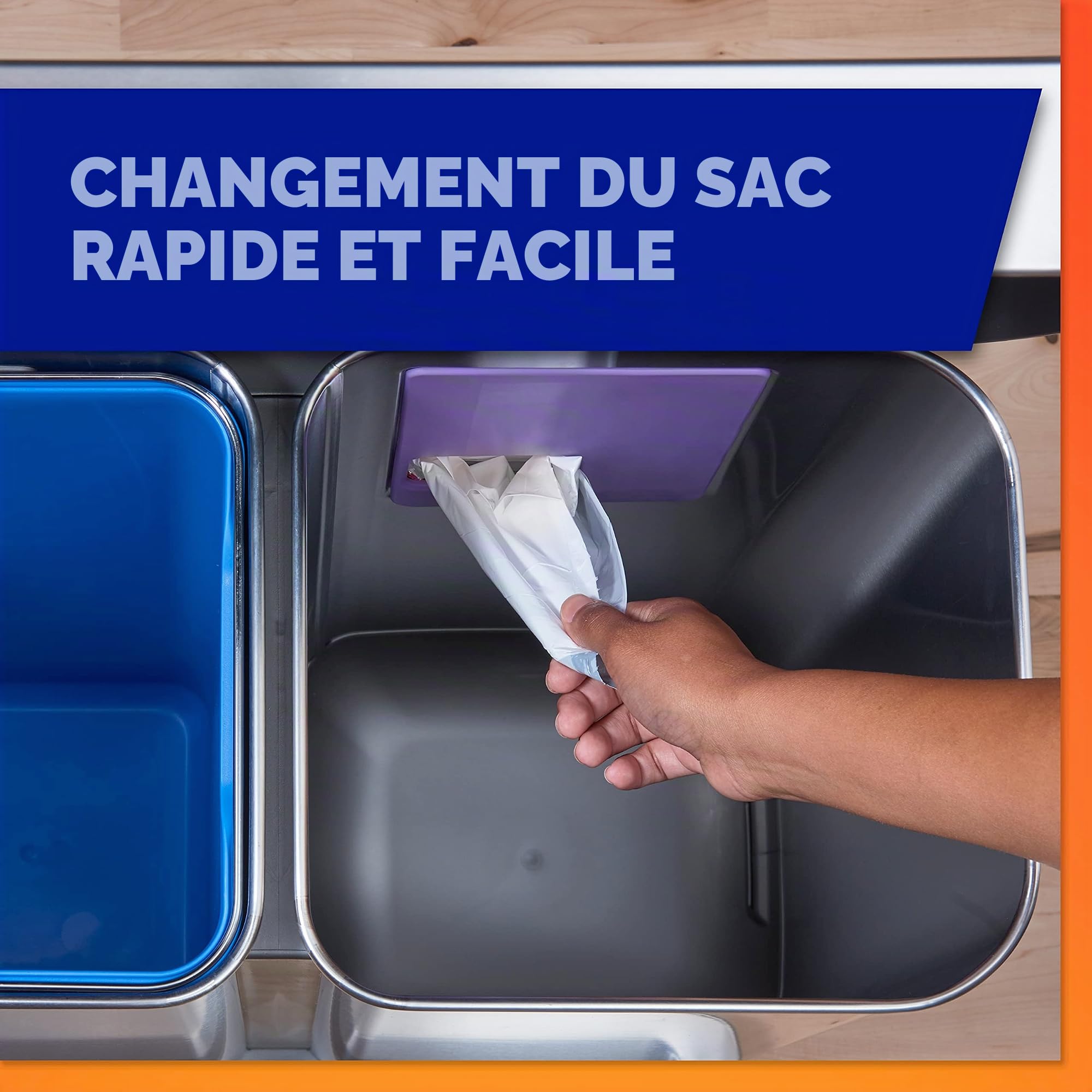Hefty Lot de 100 sacs poubelles fabriqués pour s'adapter aux sacs poubelle simplehuman de taille J (39 litres), 5 sachets de 20 sacs chacune