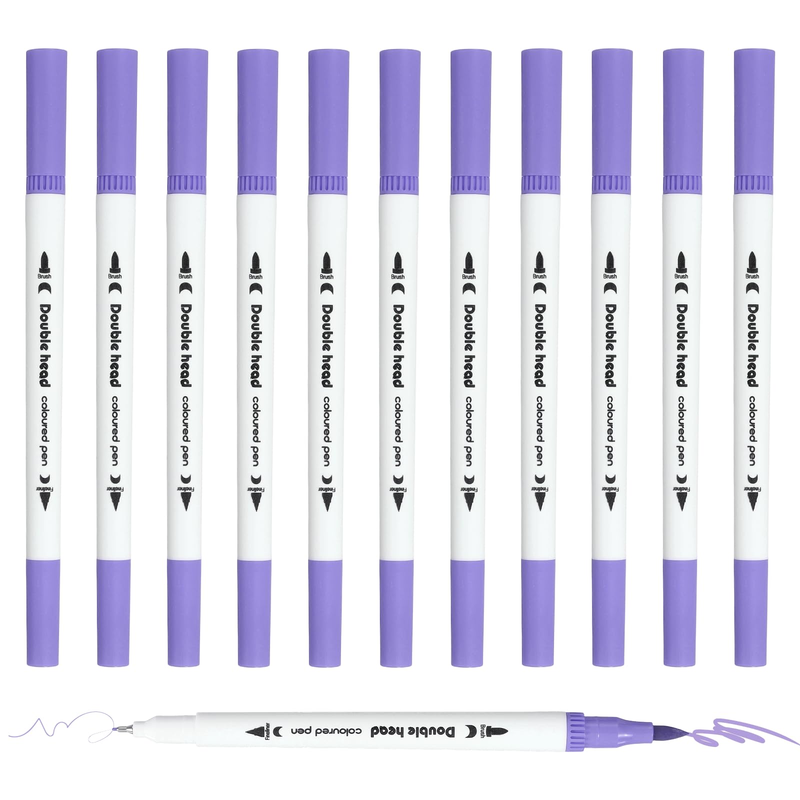 PATIKIL 12Pack Dual Brush Markers, Light Purple Watercolor Fine and Brush Tips Pens Colored Marker Calligraphy Coloring Art Supplies Set for Coloring Book Illustration Sketching Journaling