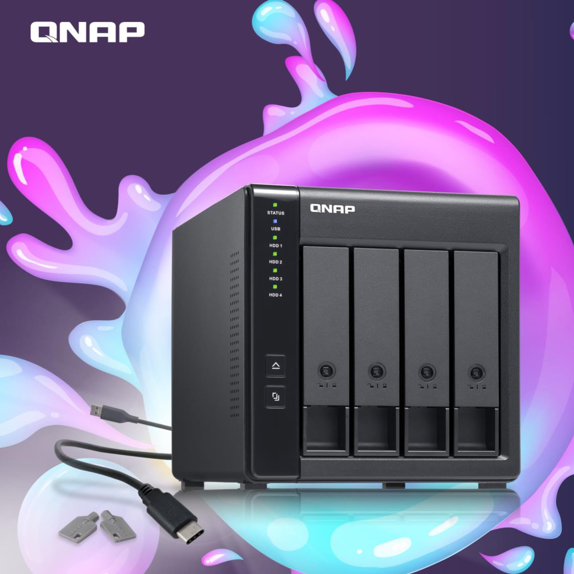 QNAP TR-004 4 Bahías USB Tipo-C Direct Attached Storage (Das) con Raid de Hardware (sin Disco) Negro
