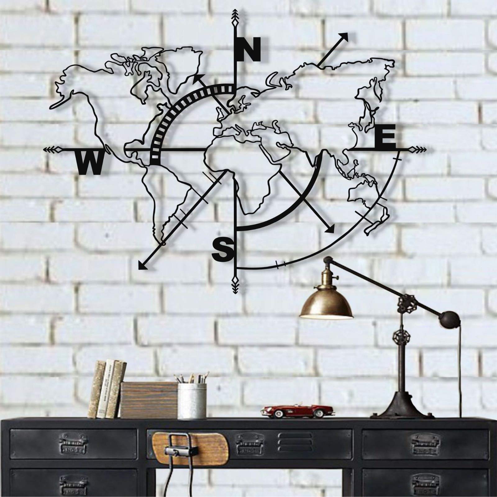 Metal World Map Wall Art Compass, World Map Without Borders, Metal Wall Decor, Metal Sign, Wall Hangings (39