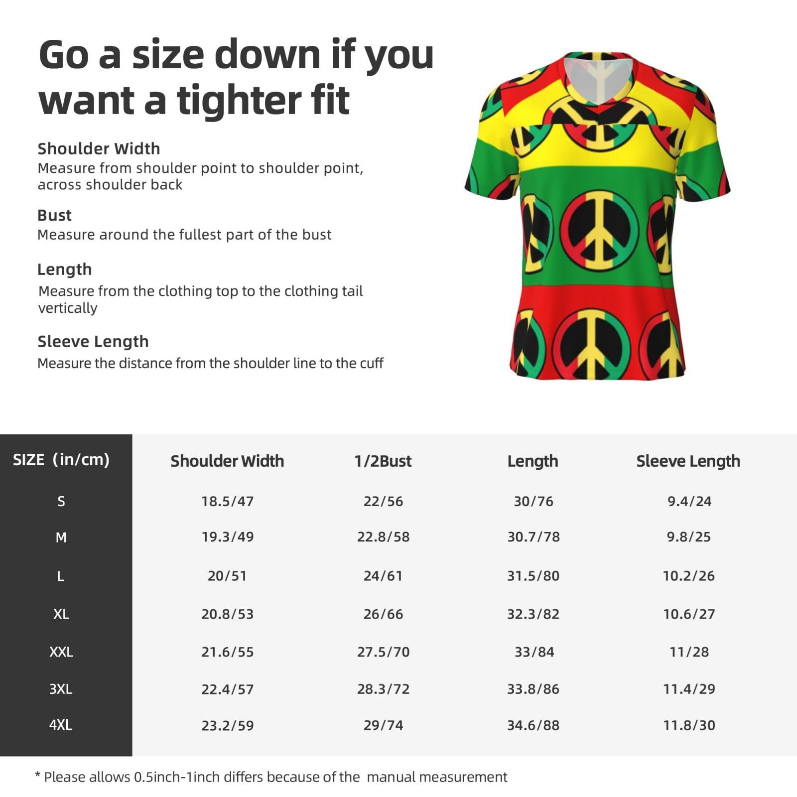 Stylish Athletic Sports Jersey Rasta-Peace-Sign Men's Rugby Jersey X-Large Black