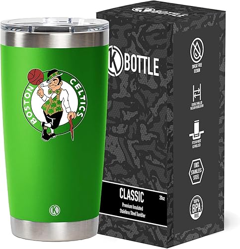 Miniatura 2 de NBA Collection - Vaso aislado con tapa MagSlider de acero inoxidable al vacío, 20 onzas (Boston)