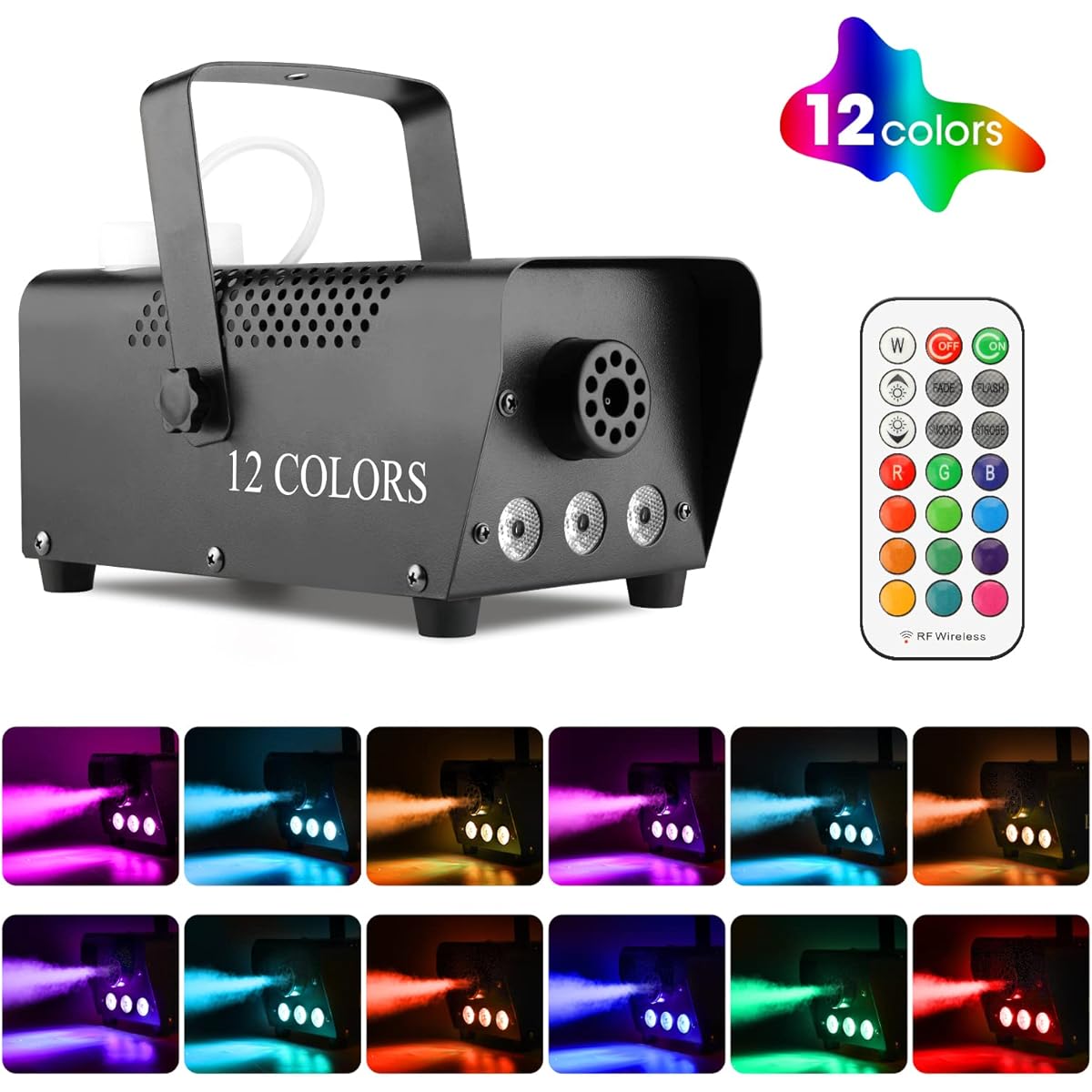 8/mo Finance Fog Machine with Lights 3 Stage LED Lights with 12