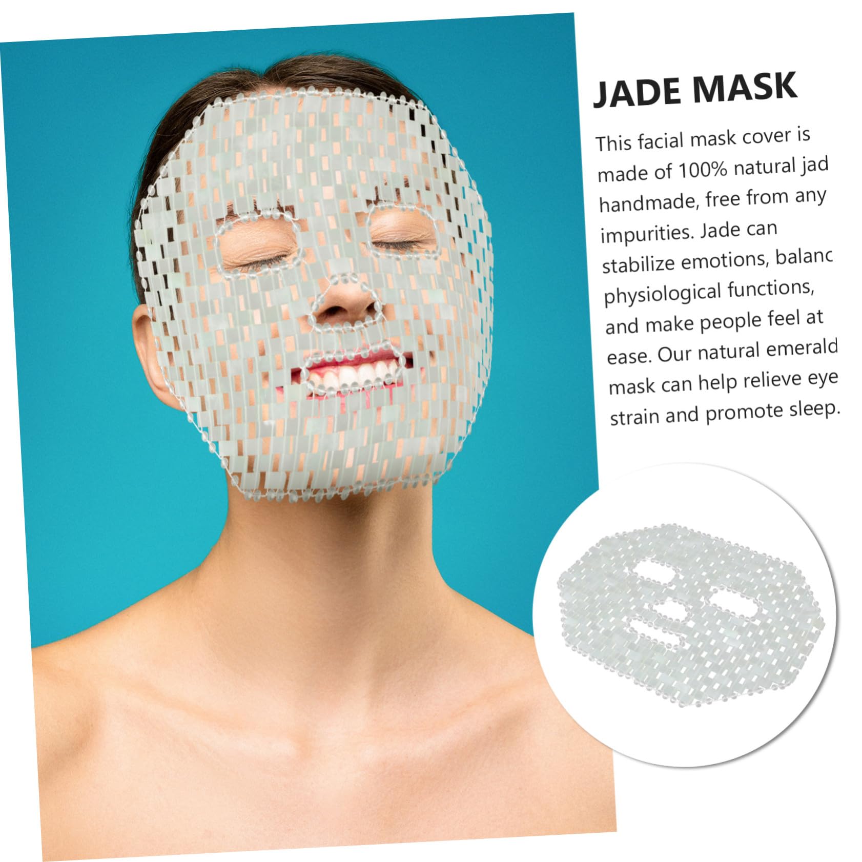 ABOOFAN Natürliche Grüne Jade Gesichtsmaske zur Schmerztherapie und Kopfschmerzbefreiung für Home Spa und Büro zur Verbesserten Hautpflege und Entspannung