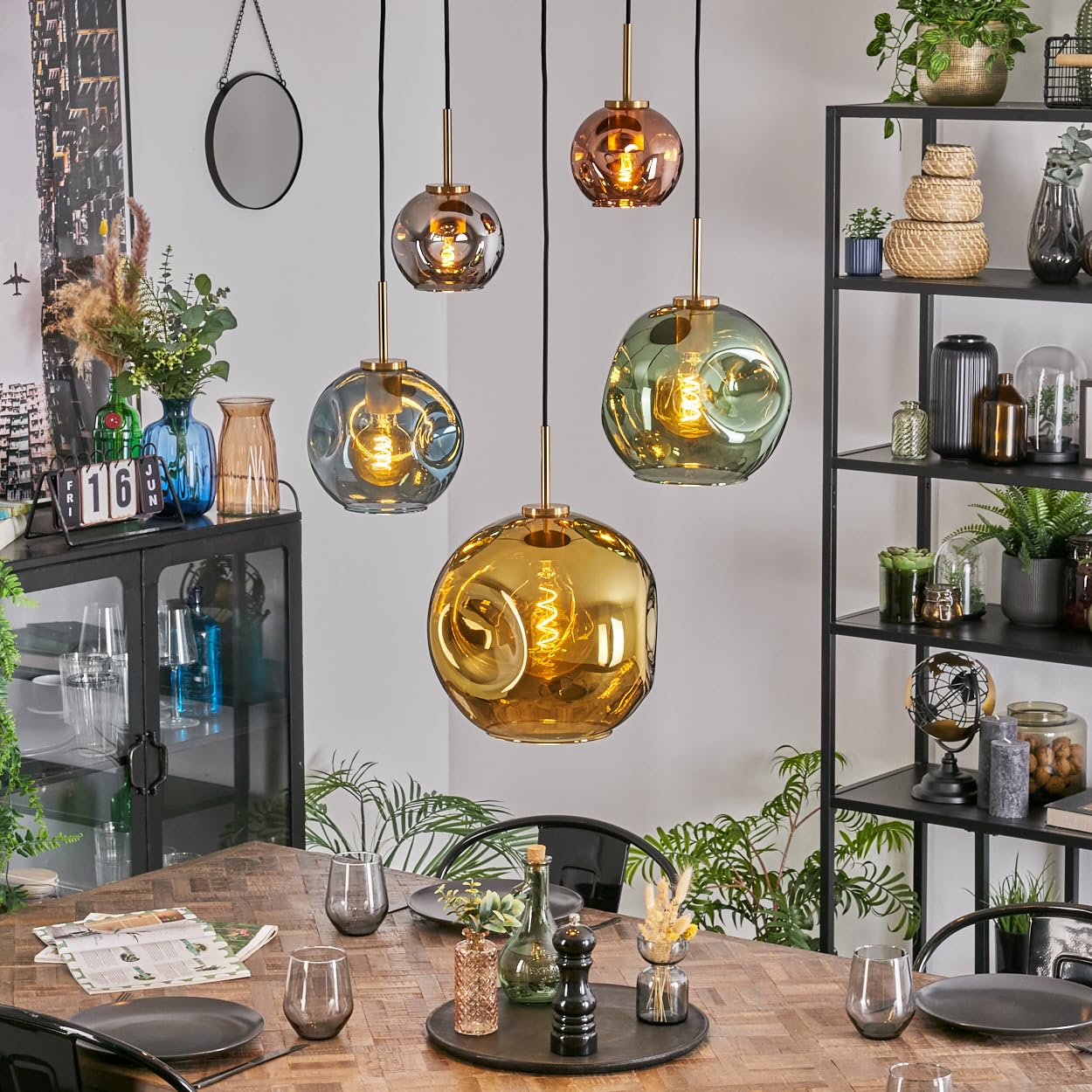 Hofstein Light Ripoll Hanging Globe Pendant Gold, Black, 5- Sources