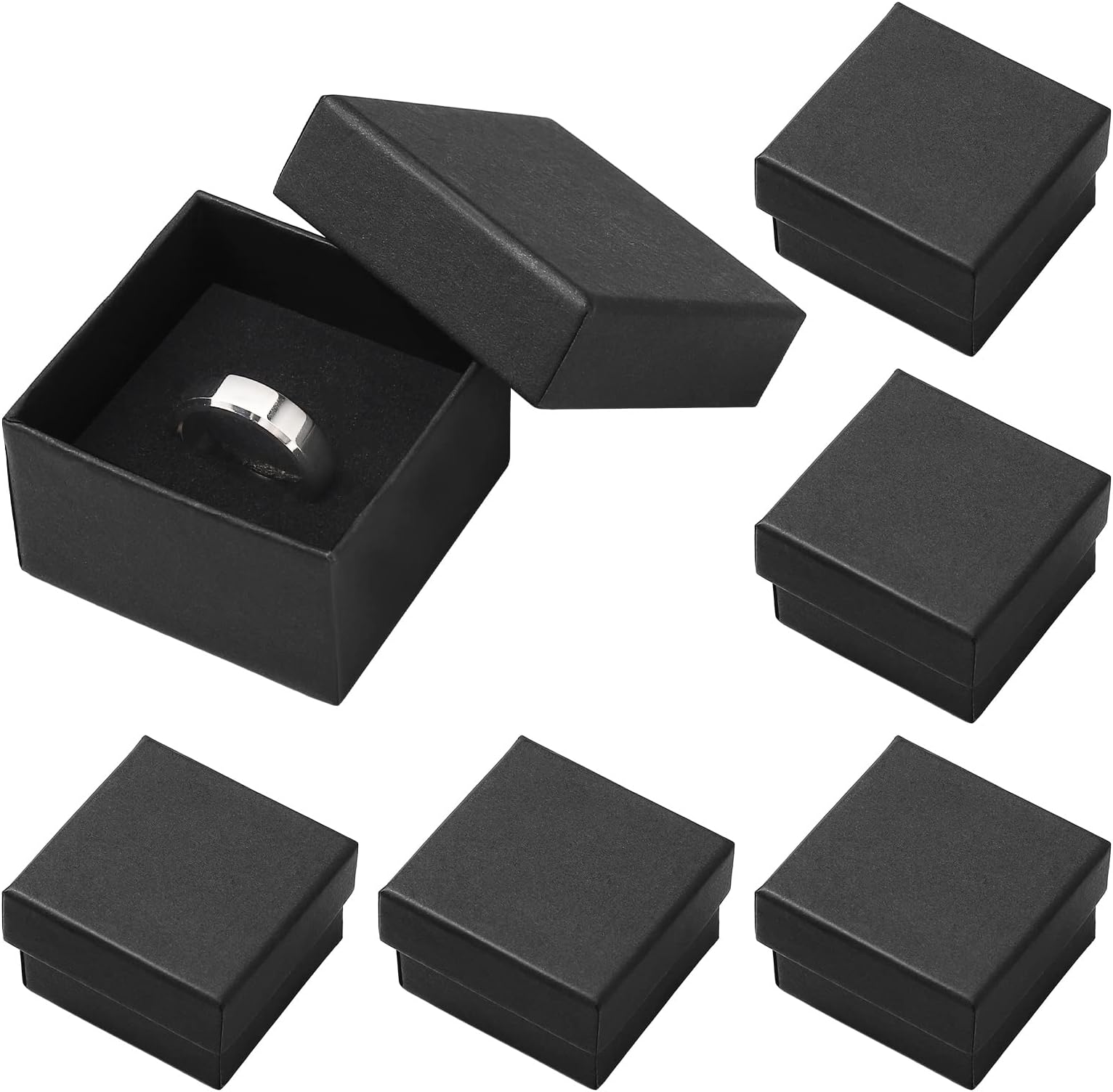 6 Pack Jewellery Gift Box, (5 * 4.5 * 3cm) Ring Display Box Cardboard Earrings Box Packaging Craft Boxes for Party, Festivals, Wedding Occasions (Black)