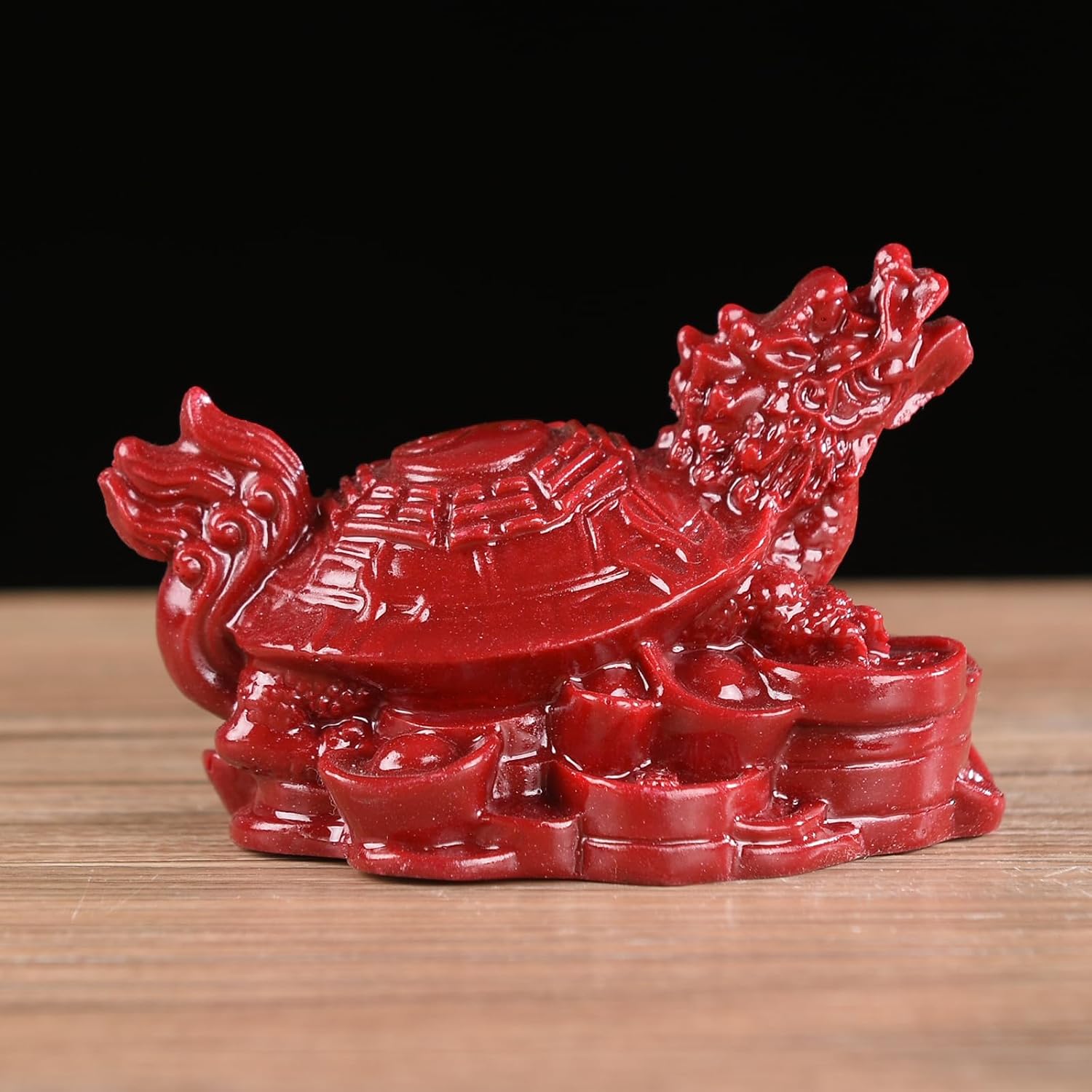 BRABUD Resin Dragon Turtle Stands on Copper Coins Statue, Feng Shui Decor image 5