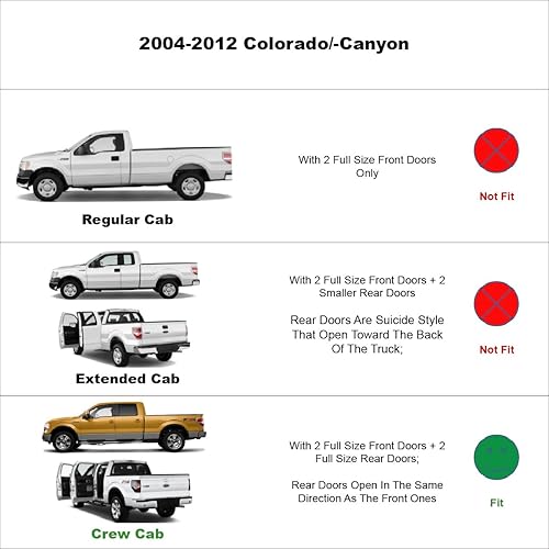 Miniatura 2 de Deflector de ventilación para ventana lateral, 4 viseras de viento de color humo oscuro para Chevy ColoradoGMC Canyon Crew Cab 2004-2012, montaje