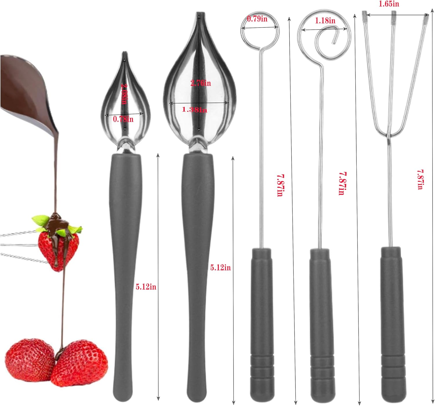 5 PCS Candy Dipping Tools Cooking Spoons Stainless Steel Set
