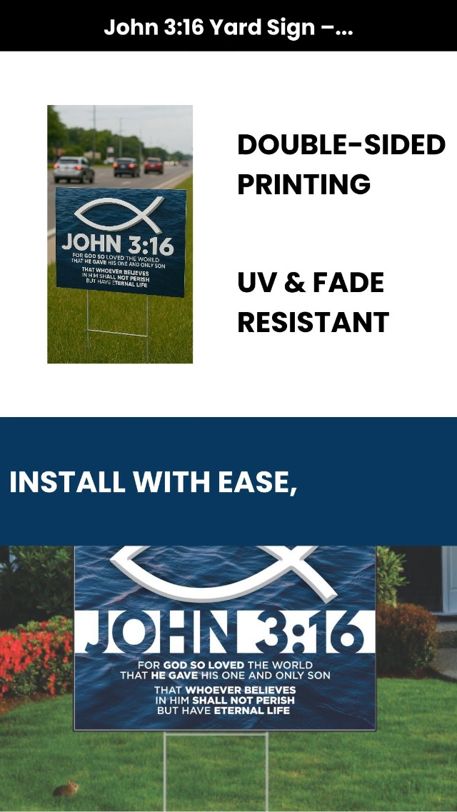 Watch Video images of John 3.16 Yard sign on Amazon Live