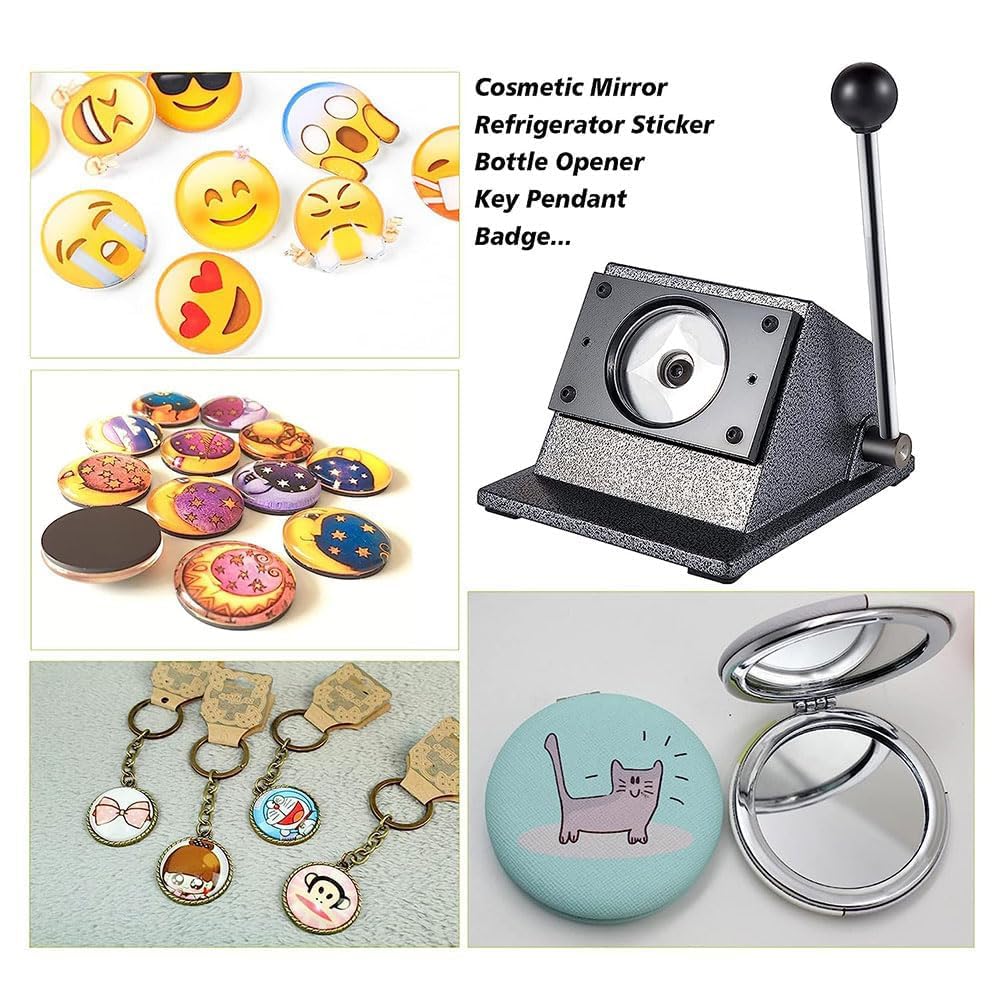 Grafische stanssnijder, 25 mm-75 mm kaartstansmachine met stalen mes, desktop handmatige ronde ponspersmaker, badgecirkelsnijder voor het maken van badges 56mm