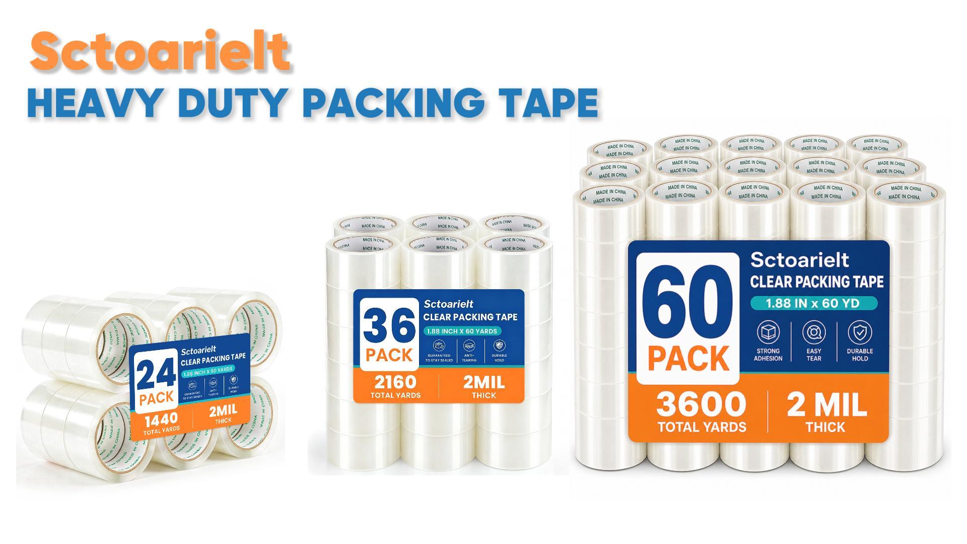 Image of 36 Rolls Bulk Clear Heavy Duty Shipping Packing Tape for Packaging Supplies
