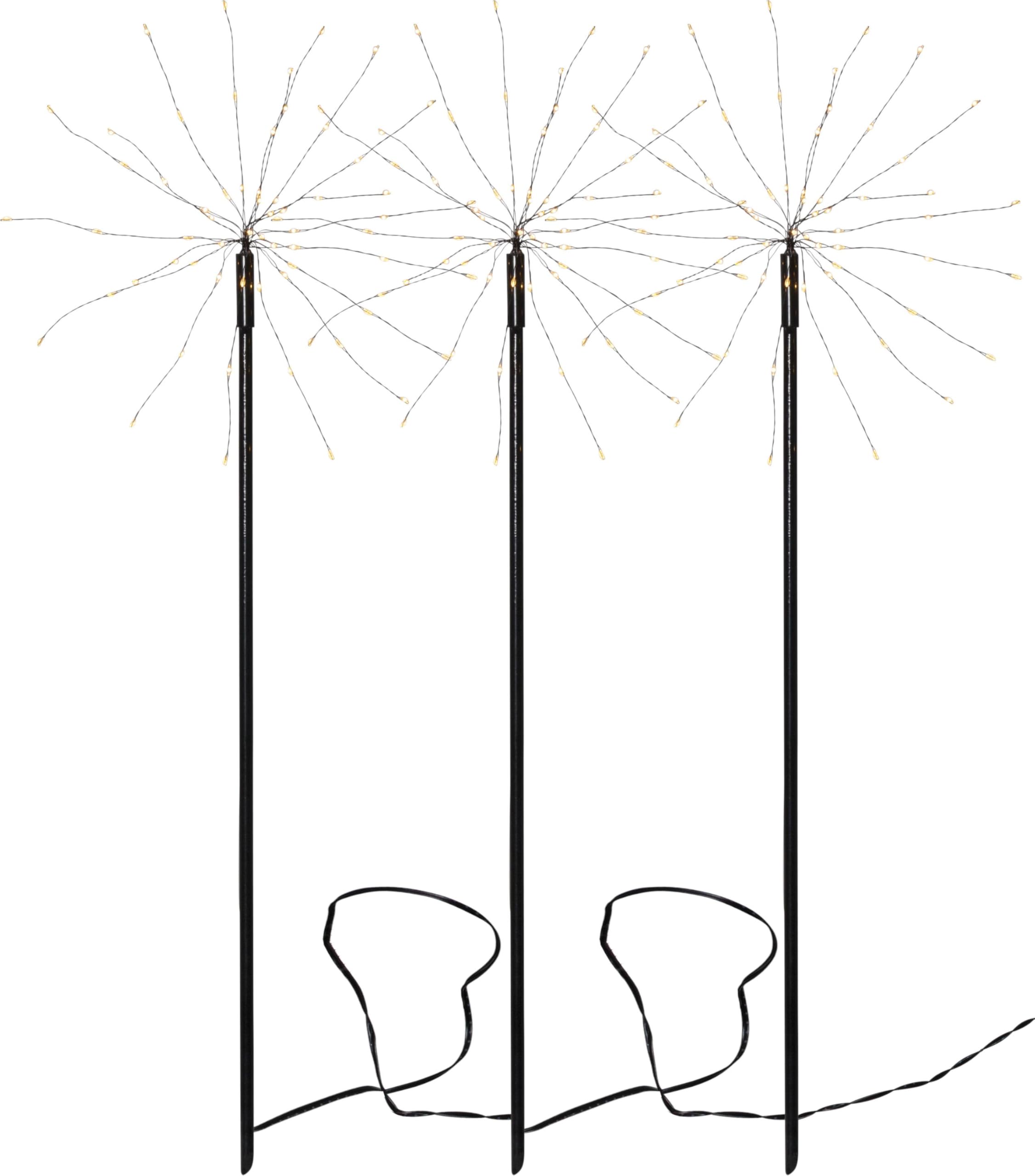 Star Trading LED Gartenstäbe Firework, 3er Set, je 200 cm, 60 warmweiße LEDs, IP44, Dekostäbe Garten mit Trafo, Außenbeleuchtung, Schwarz