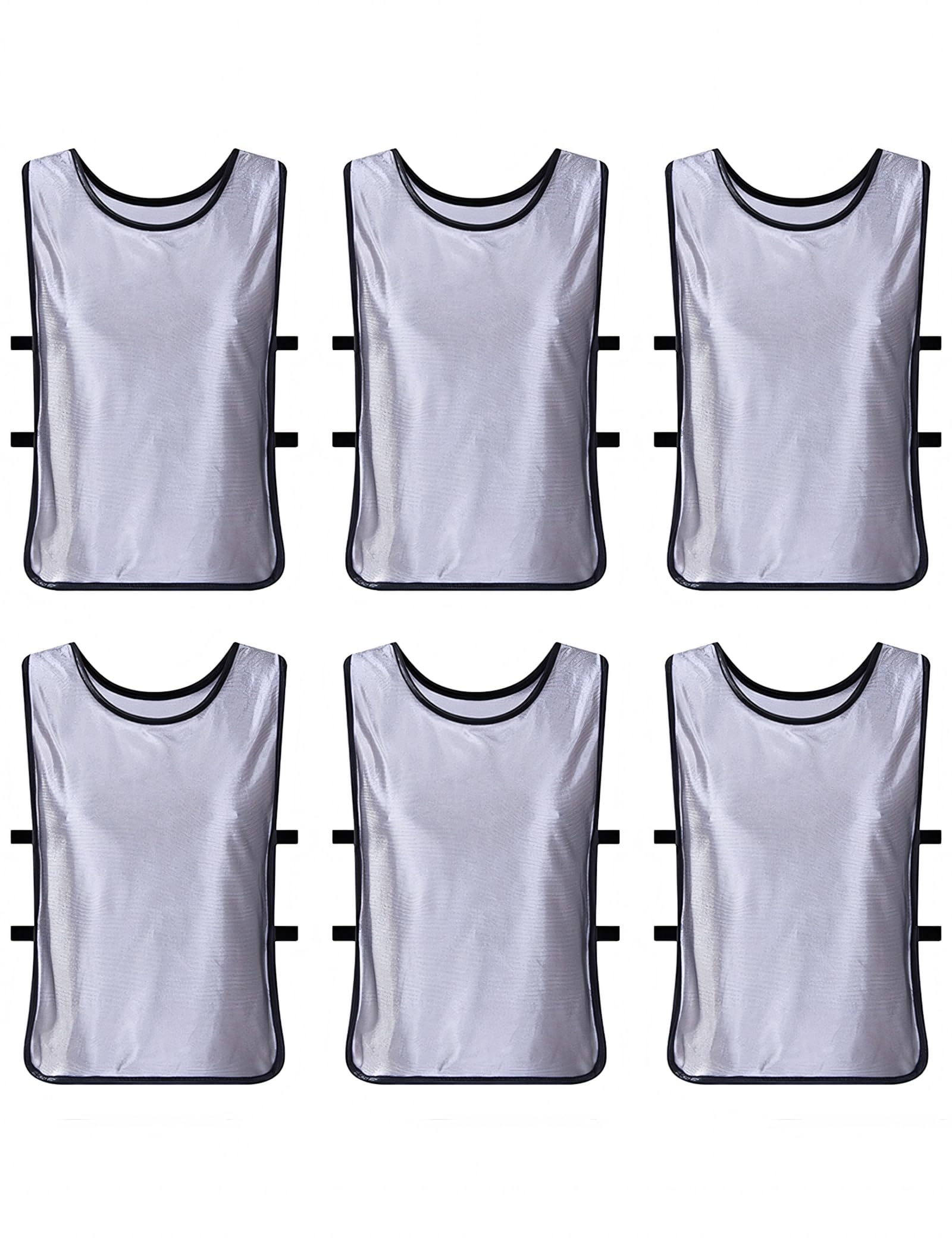 TOPTIE Scrimmage Training Vests Soccer Bibs Set of 6-Silver-Adult