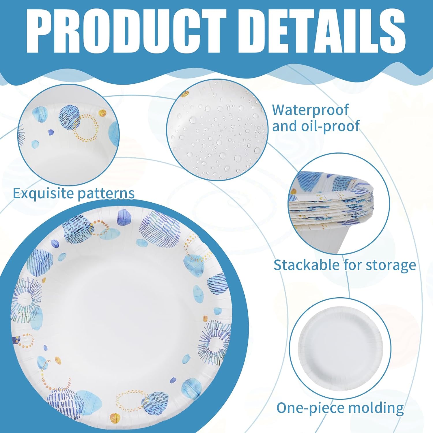 30 Count 8oz Paper Bowls, Disposable Bowls Microwaveable, Soak Proof and Cut Proof, Small Paper Bowls Printed for Snacks, Dessert, Picnic, Barbecue or Boy Baby Shower