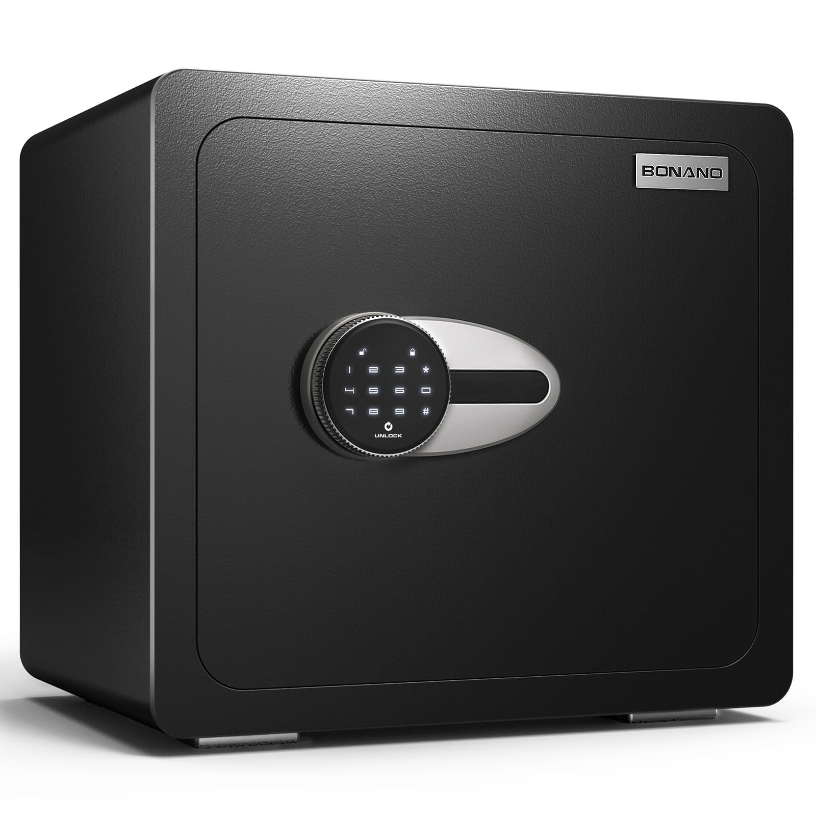 BONANO1.6 Cub Fireproof Safe, Home Safe Box Fireproof Waterproof with Mute Function & Digital Touch Screen Keypad, Money Safe with Removable Shelf & Led Light, Wall Mounting, Safe for Home Office