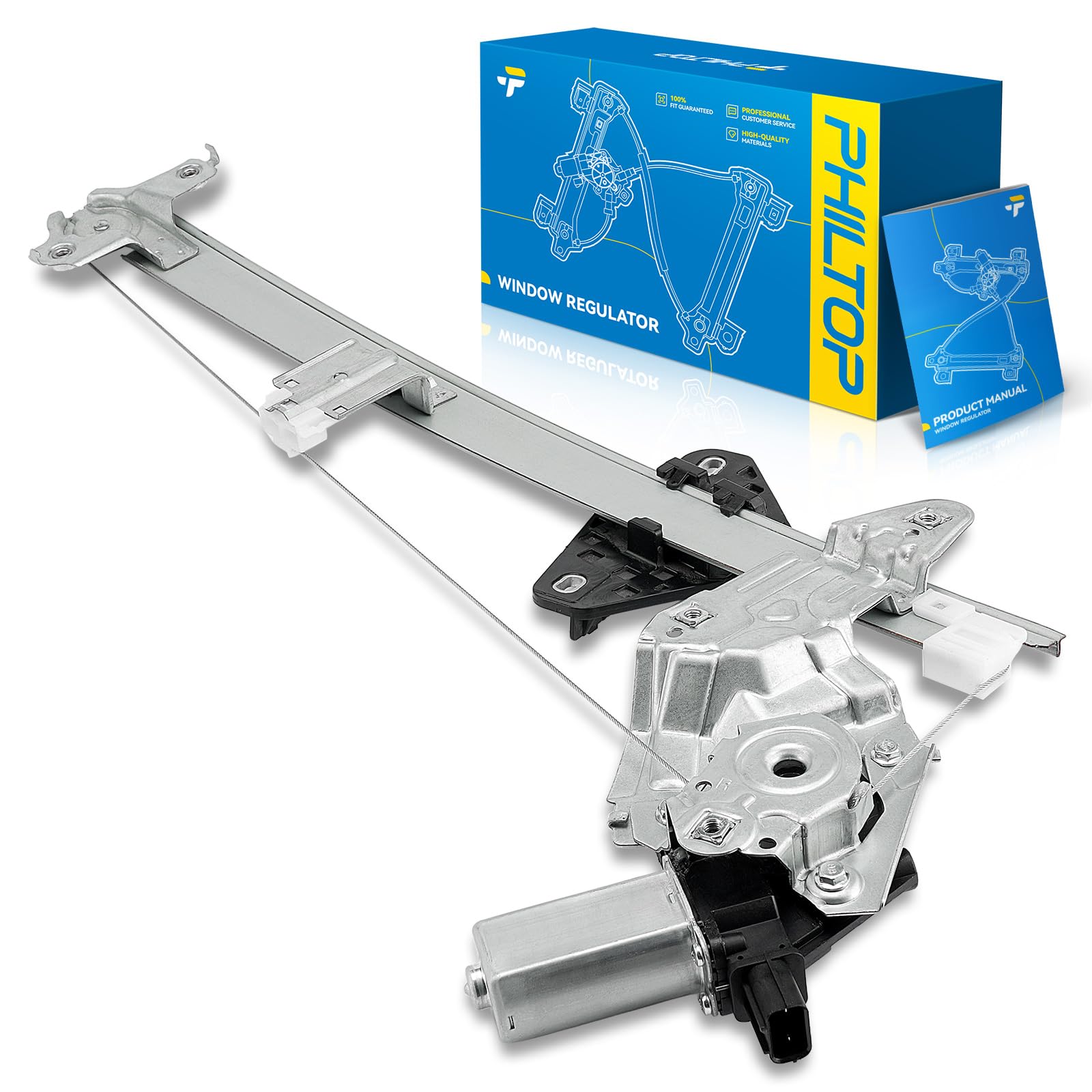 PHILTOP 751-622 Power Window Regulator w/Motor Front Right Passenger Side