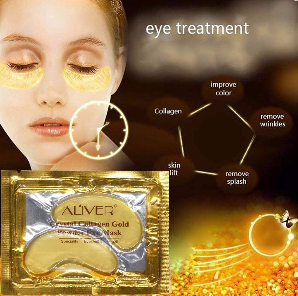 Maschera per Gli Occhi al Collagene in Gel di Cristallo Oro 24K 25 paia, Antietà e Rughe, Crema Idratante, per Rimuovere Borse Sotto Gli Occhi, Occhiaie, Occhi Gonfi