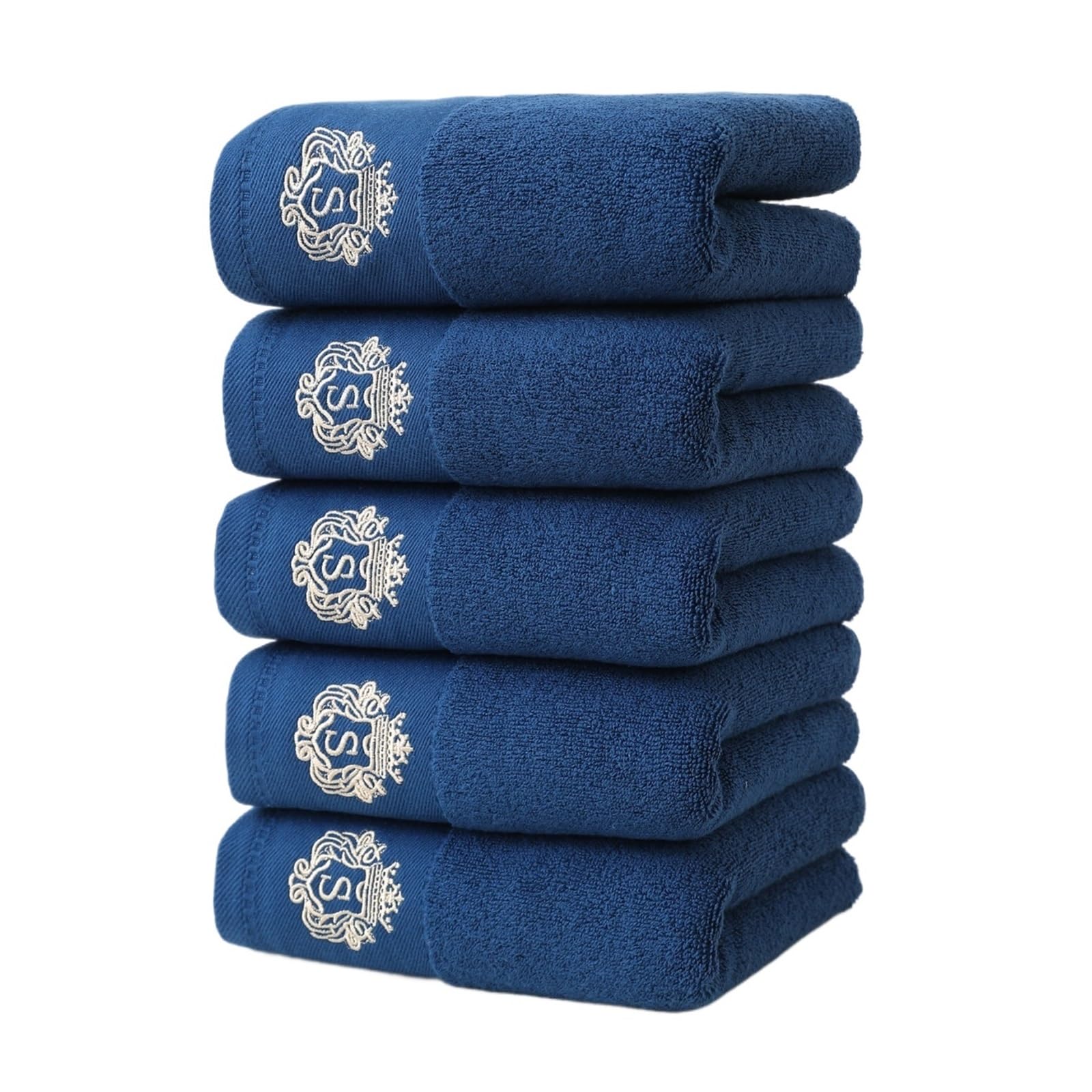 EJFCQVXZKL 5 Pack Thickened Face Towels 35×75cm, Soft Water Absorbing for Couples Daily Bathroom Use(Blue 5pcs)