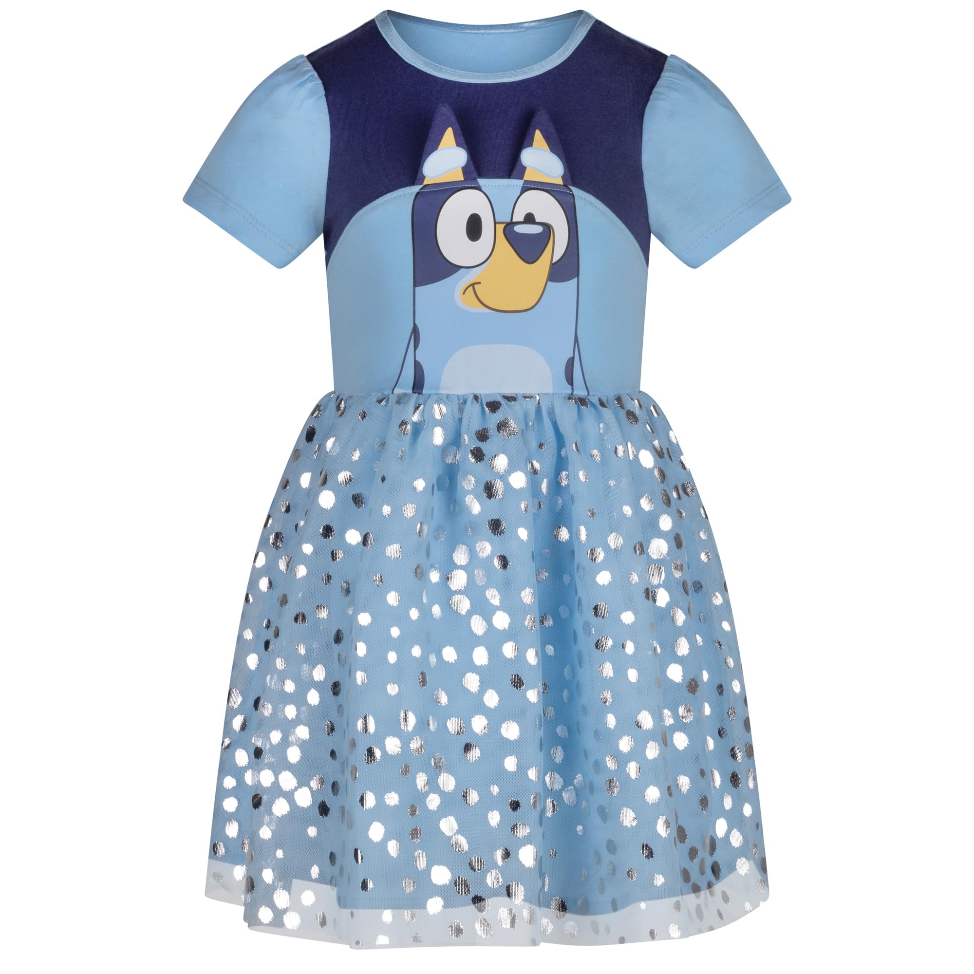 Bluey Girls Party Dress Cotton/Polyester Casual Dress, Bluey, 5-6 Years: 116cm, Blue