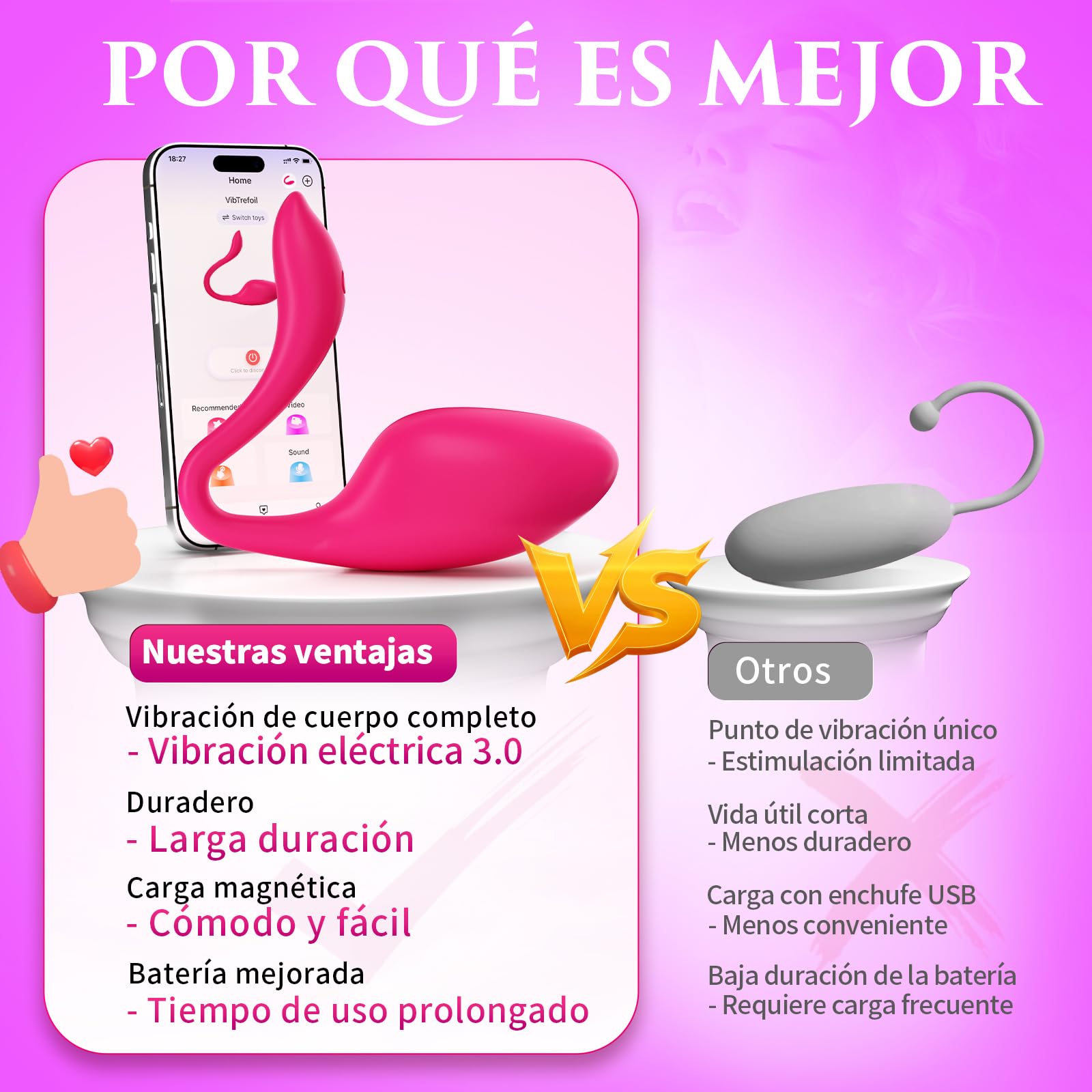 Cacuola Vibradorador Mujer Juguetes Eróticos Para Pareja Sexuales, App Vibrador Mando Distancia, 9 Modos Vibradorador Clítoris Control Remoto, Consoladores.. Para Mujer con Vibración Juguetes Sexuales