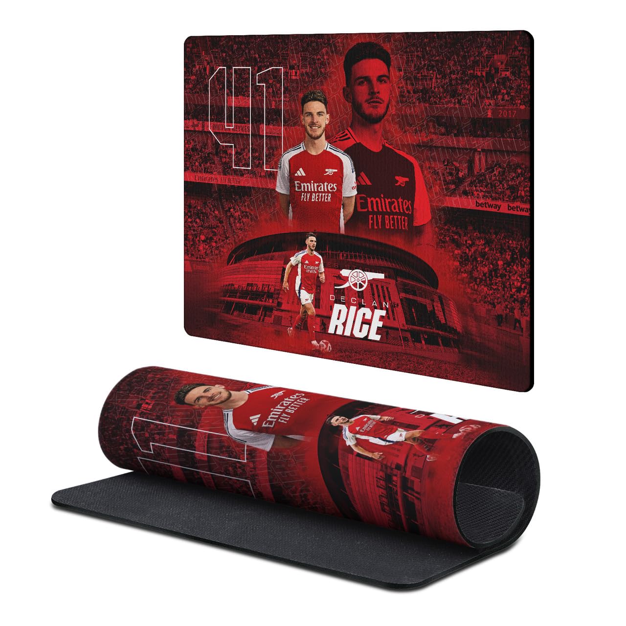 Head Case Designs Officially Licensed Arsenal FC Declan Rice 2024/25 Crest Kit and Players 9.84 x 11.81 x 0.12 inches (250 x 300 mm) - S Gaming Office Desk PC Keyboard Mouse Mat Pad