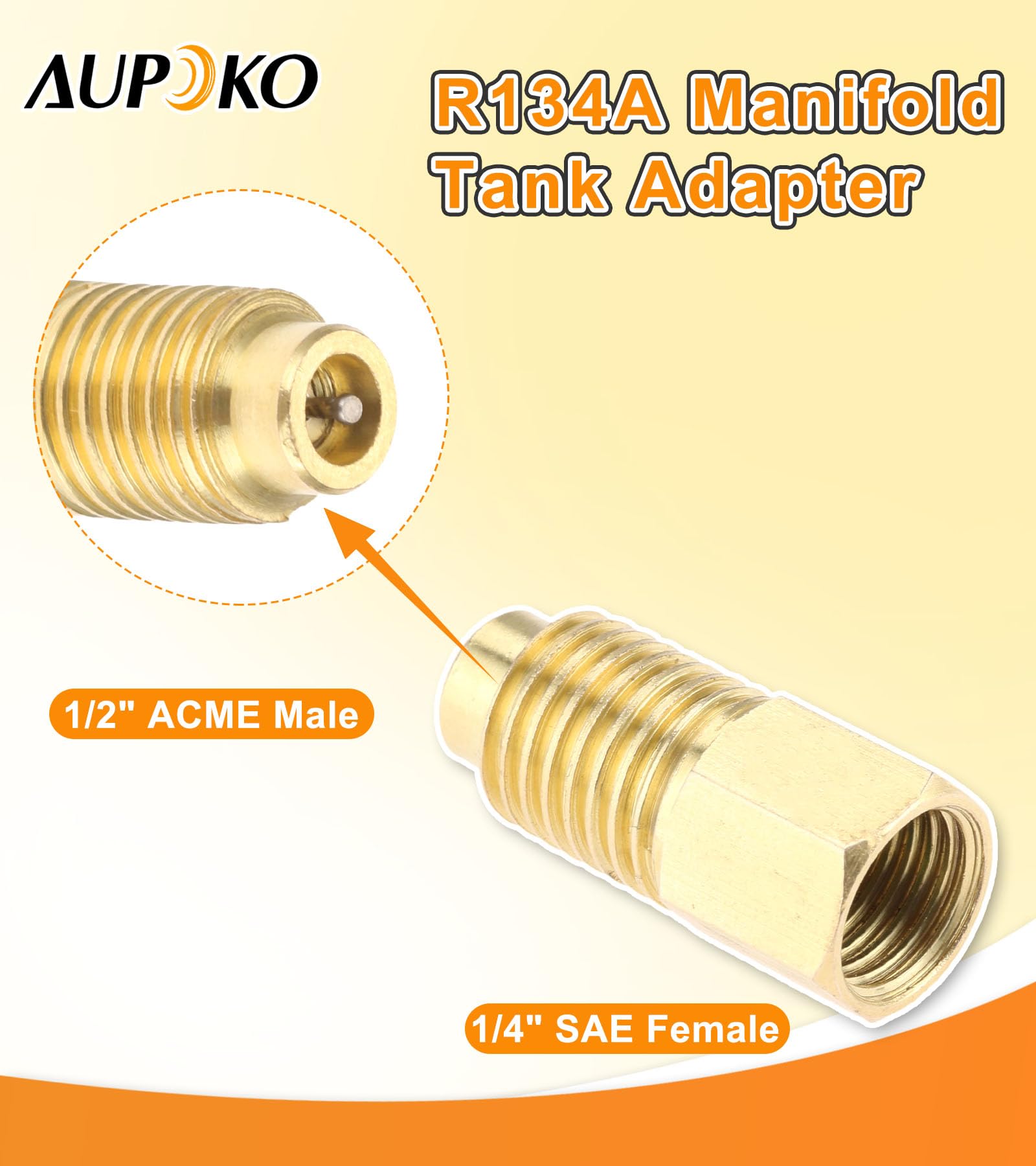 Rubinetto autosigillante R1234YF con adattatore per serbatoio R134A 1/2" Acme a 1/4" SAE