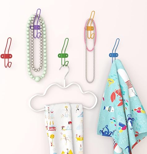 Miniatura 7 de Ganchos de pared para niños para niñas y niños para chaquetas, mochilas, batas y toallas - Ganchos coloridos para colgar en la pared para niños,