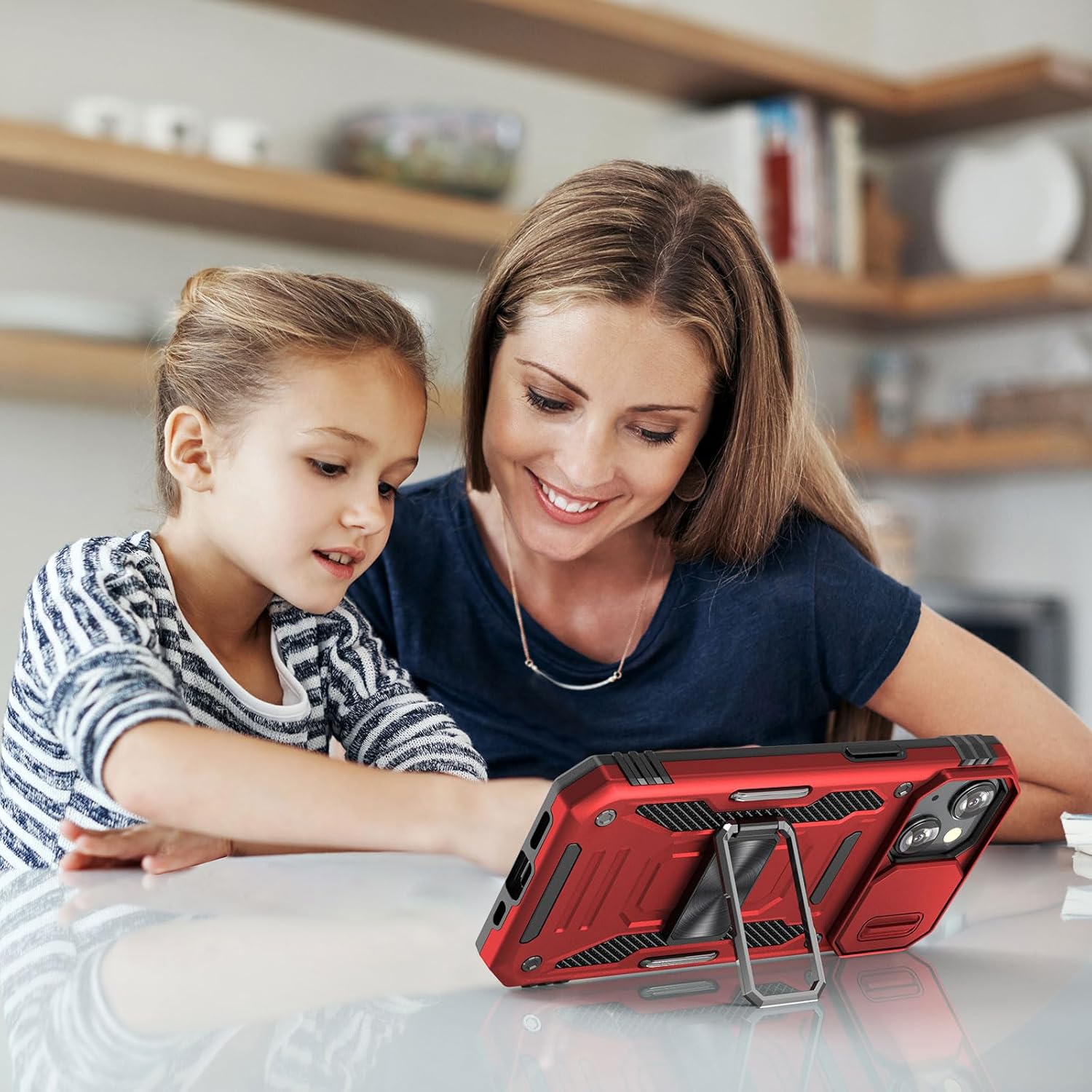 Case for iPhone 15 Plus Phone Case iPhone 15 Plus Case with Slide Camera Cover, with Finger Ring Holder Stand, fit Magnetic Car Mount, for iPhone 15 Plus (Red) - Image 6