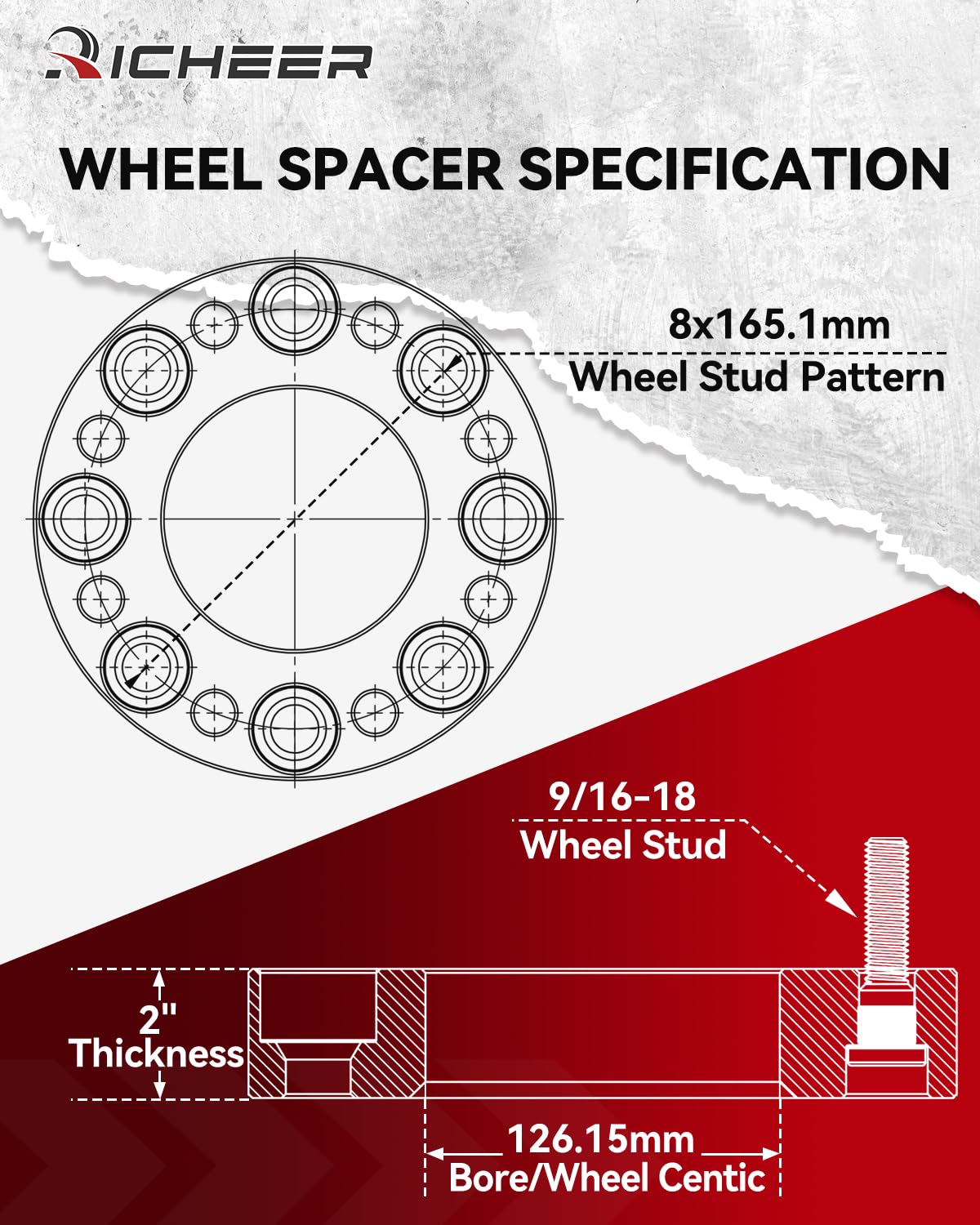 Richeer 8x6.5 Wheel Spacers For 1994-2011 Ram 2500 Ram 3500 1988-1996 F250 1967