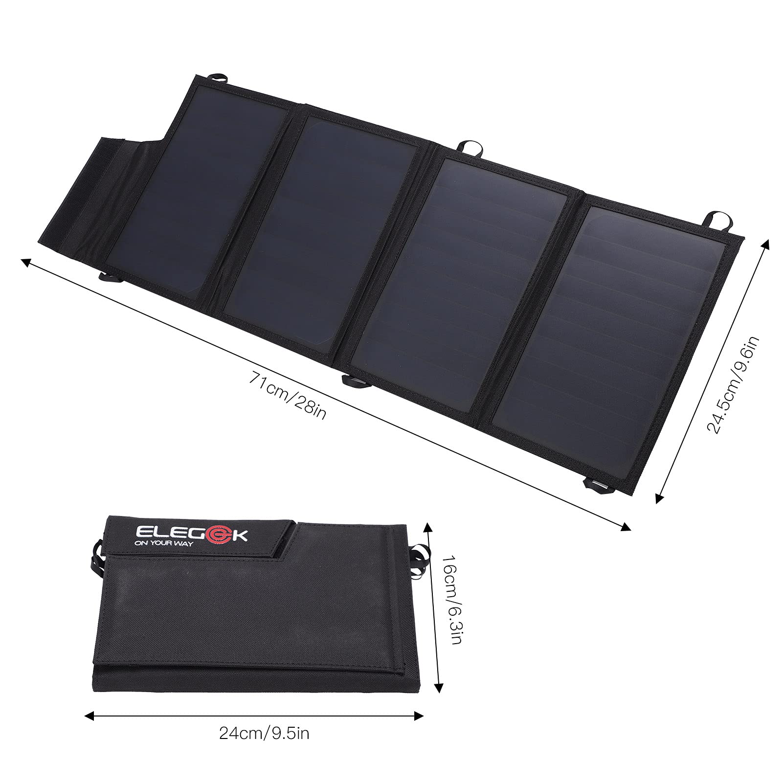 KUIDAMOS Chargeur Solaire Portable 22W avec Deux Ports USB pour Activités de Plein Air, Matériau en Nylon