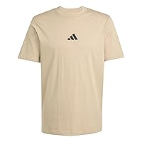 adidas Uomo Essentials Small Logo Single Jersey Tee, Warm Sandstone/Black