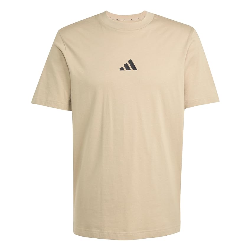 adidas Uomo Essentials Small Logo Single Jersey Tee, Warm Sandstone/Black, M