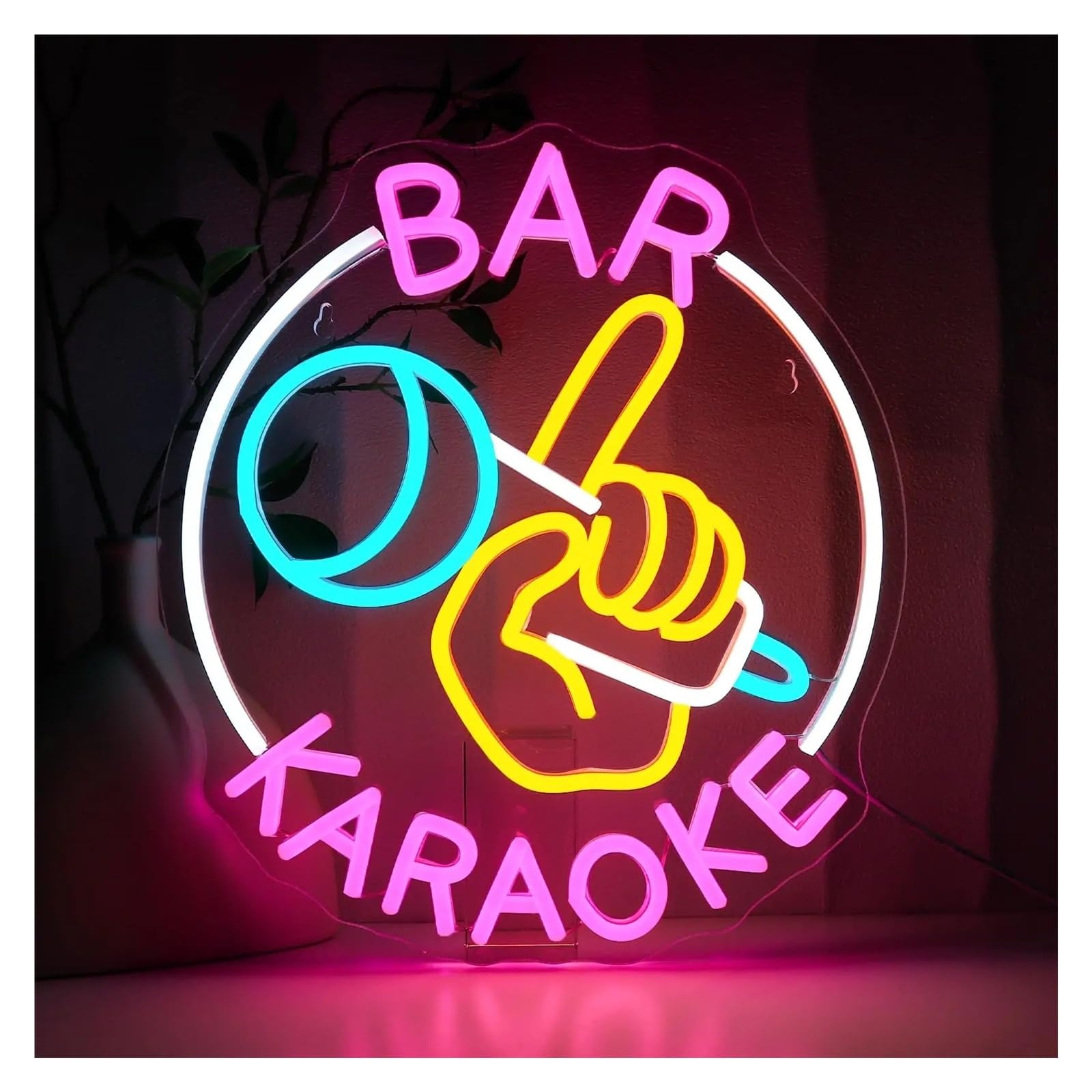 Insegna al Neon LED Karaoke Bar Insegna Al Neon Luci Dimmerabili USB Per Feste Di Musica Man Cave Sala Giochi Club Studio Hotel Negozio Business 32.5x37cm