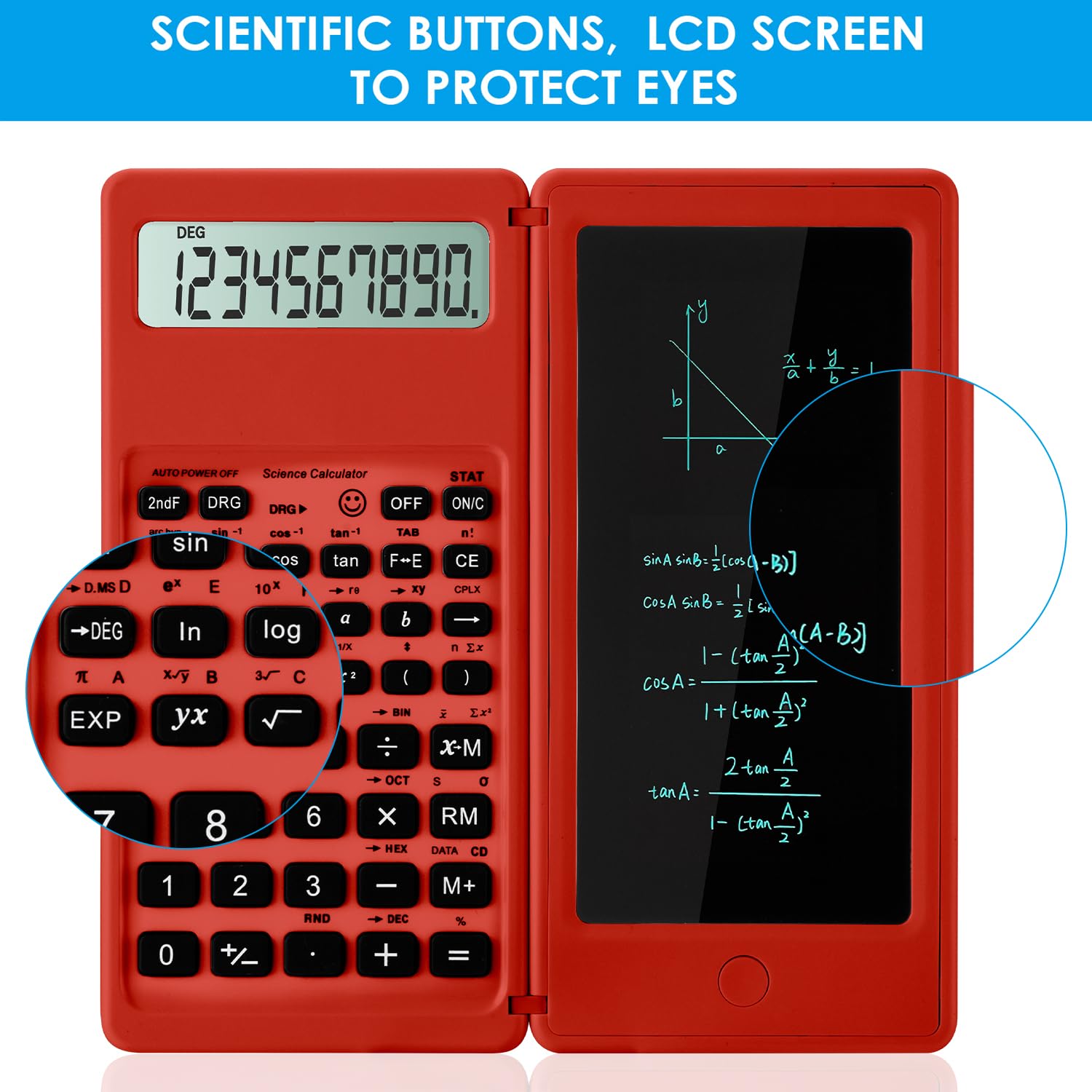 IPepul Calculadoras científicas para estudiantes, pantalla grande de 10 dígitos, calculadora de matemáticas con bloc de notas, artículos imprescindibles para el aula para suministros de escuela